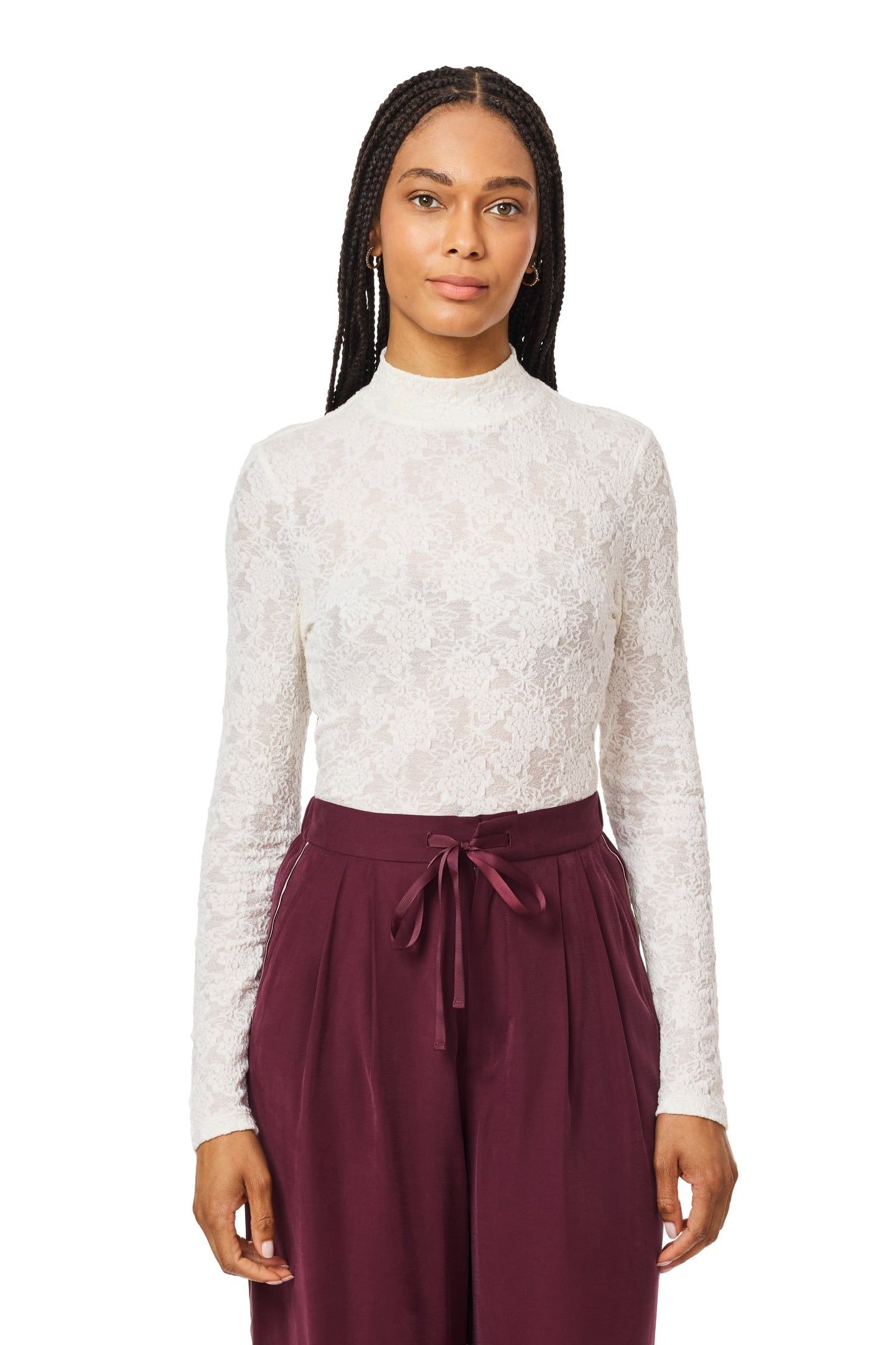 MOCK NECK TOP ANTIQUE WHITE 1
