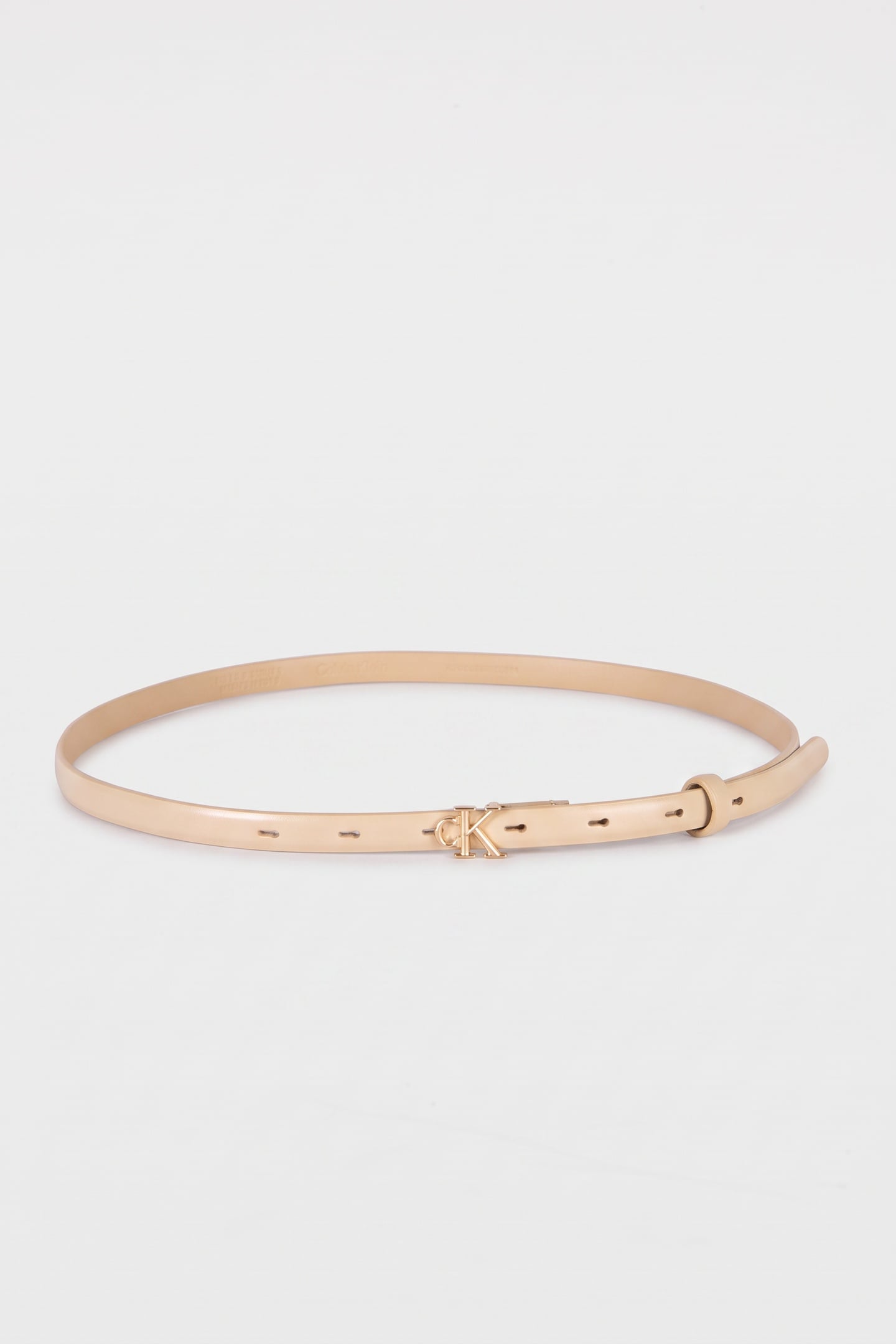 ROUND CK BUCKLE SMOOTH BELT NEUTRAL BEIGE 2