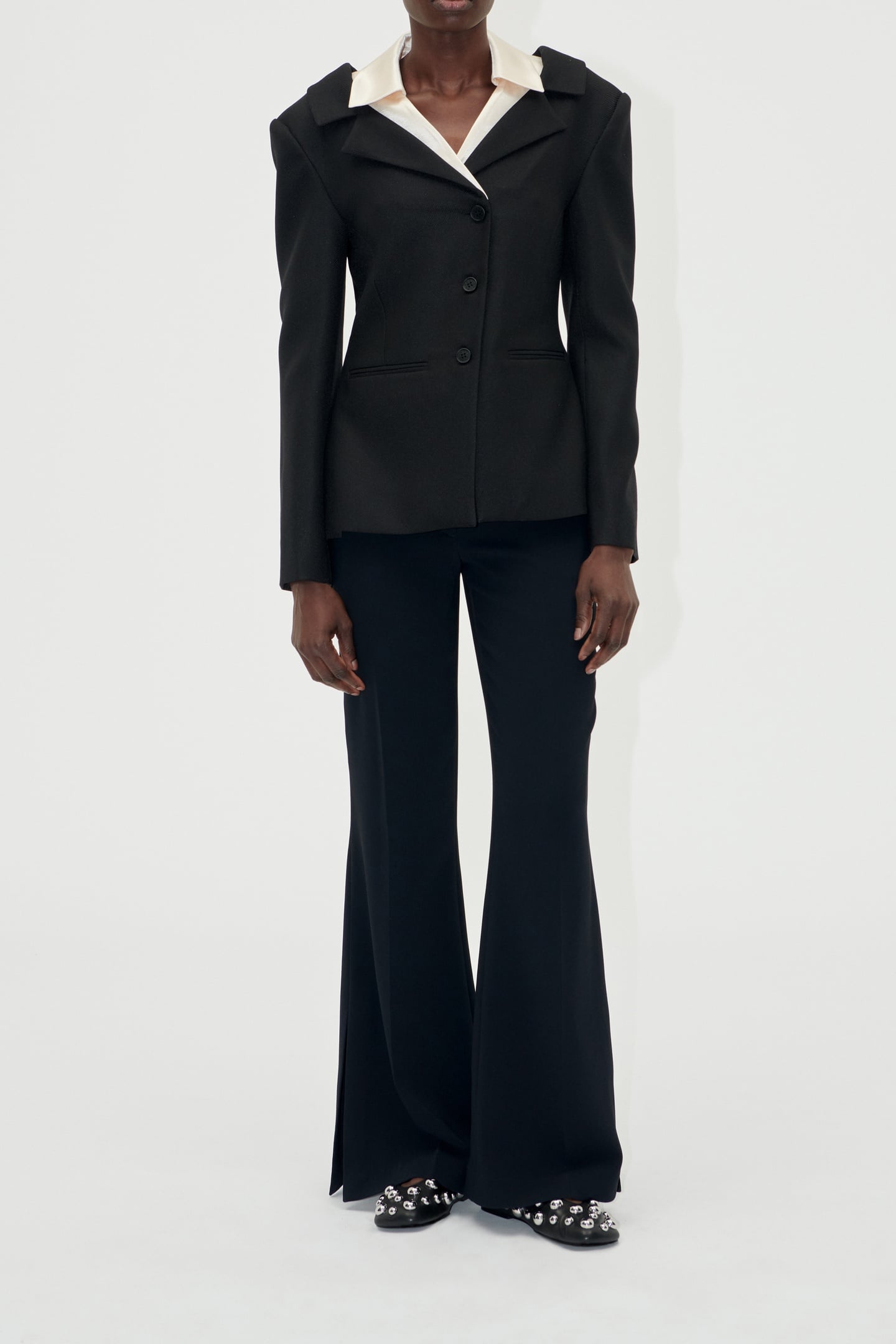 FLARED LONG PANTS BLACK 1