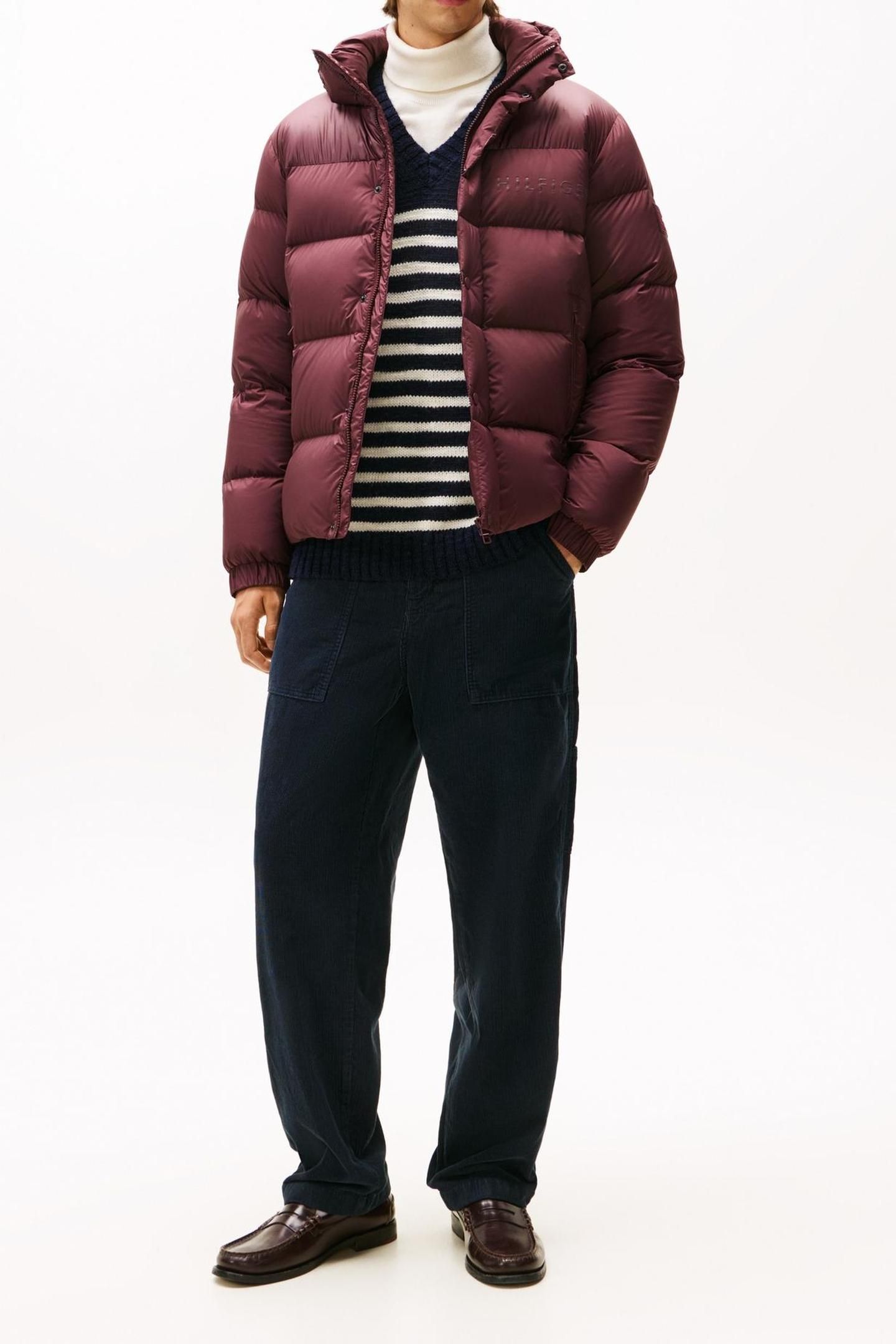 MIX DOWN HOODED PUFFER DEEP BURGUNDY 1