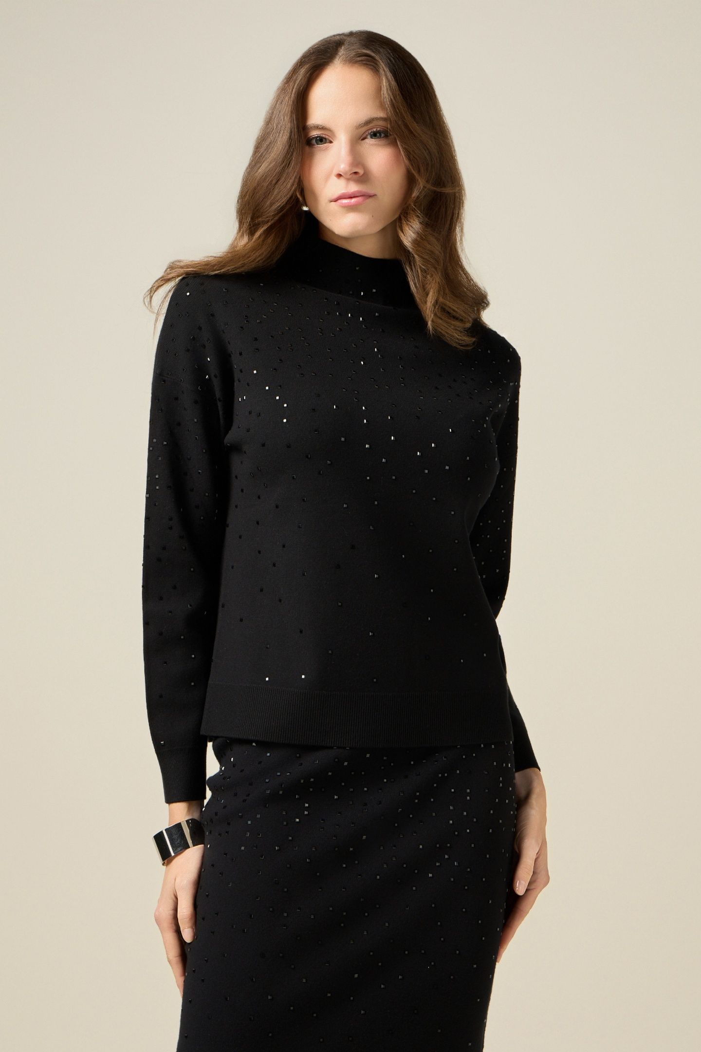 TURTLENECK SWEATER WITH APPLIQUÉS BLACK 1