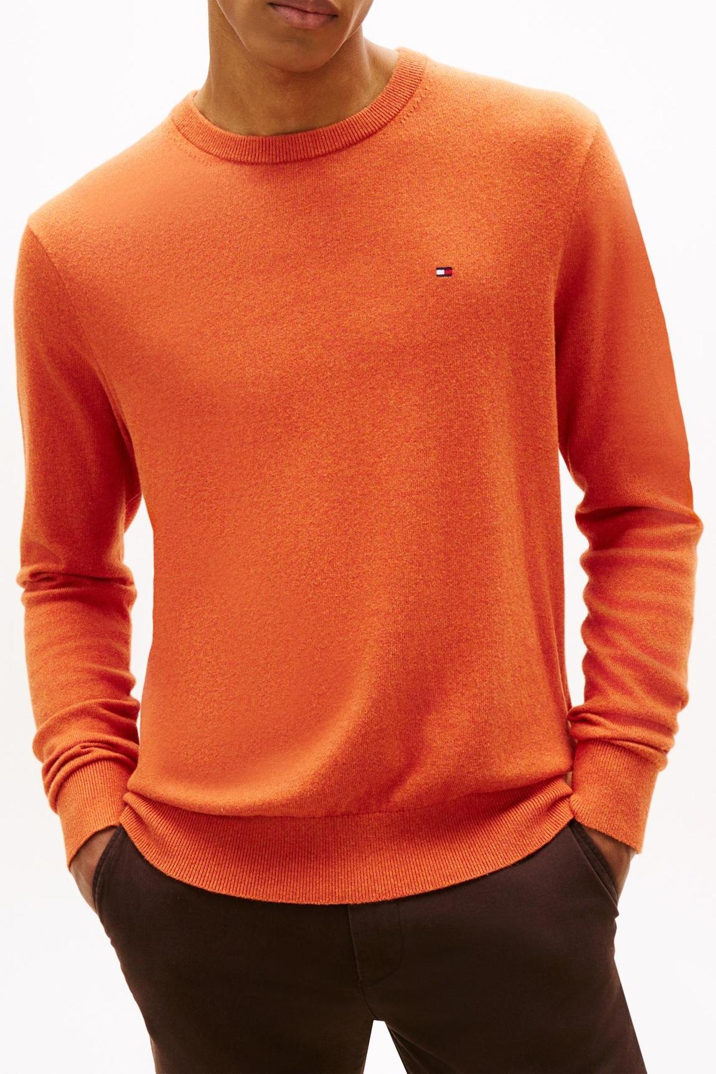 PIMA COTTON CASHMERE SWEATER BRILLIANT ORANGE HEATHER 1