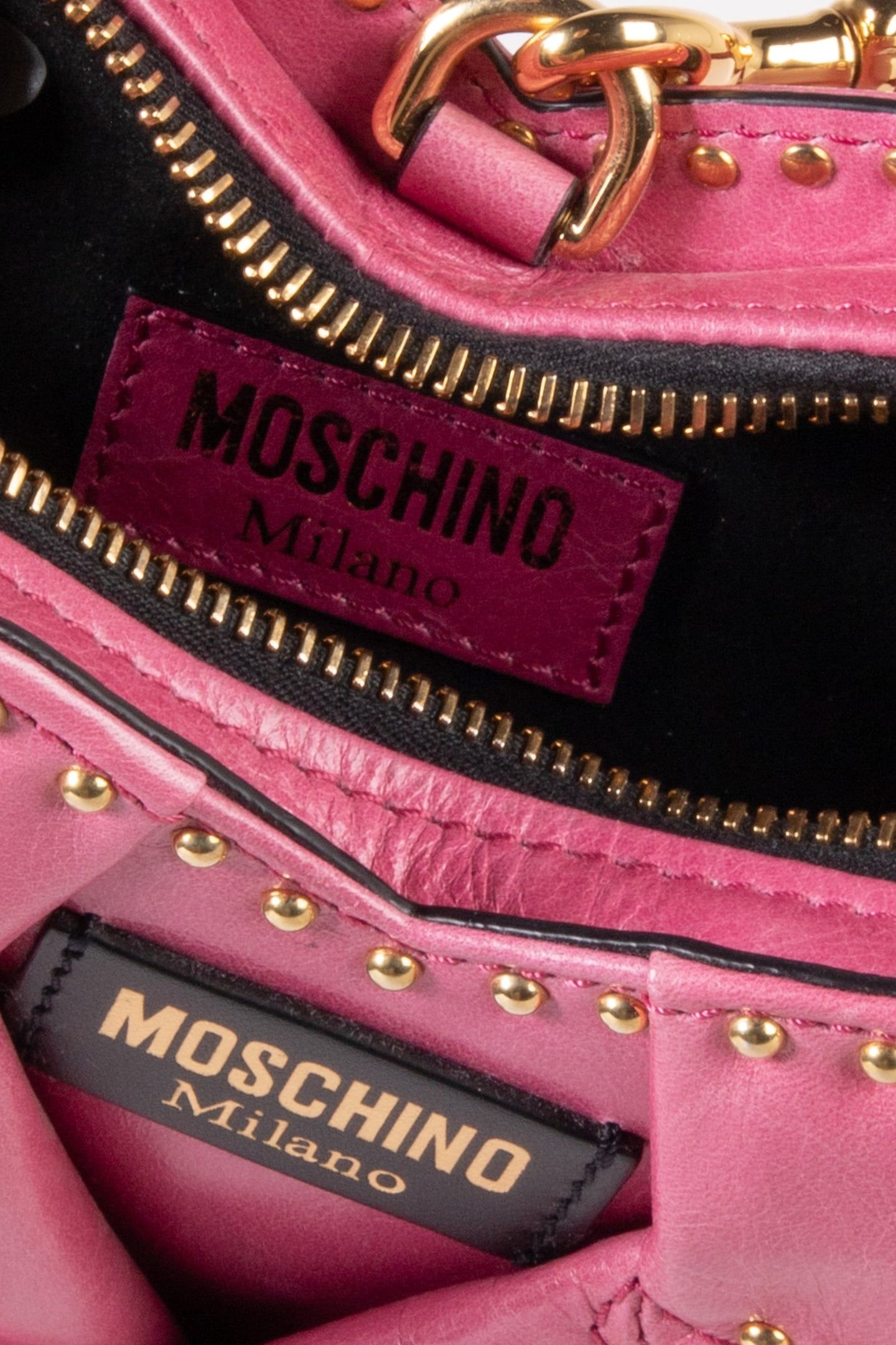 HEART BAG IN SHINY CALFSKIN WITH STUDS PINK 3