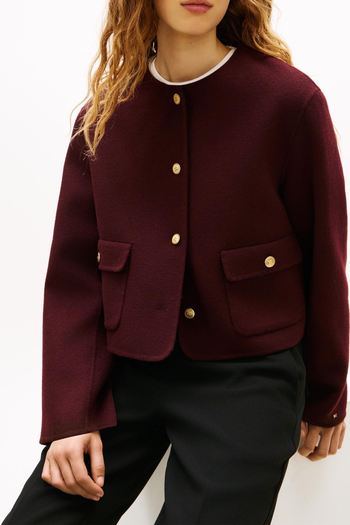DF WOOL BLEND REG JACKET DEEP BURGUNDY 5