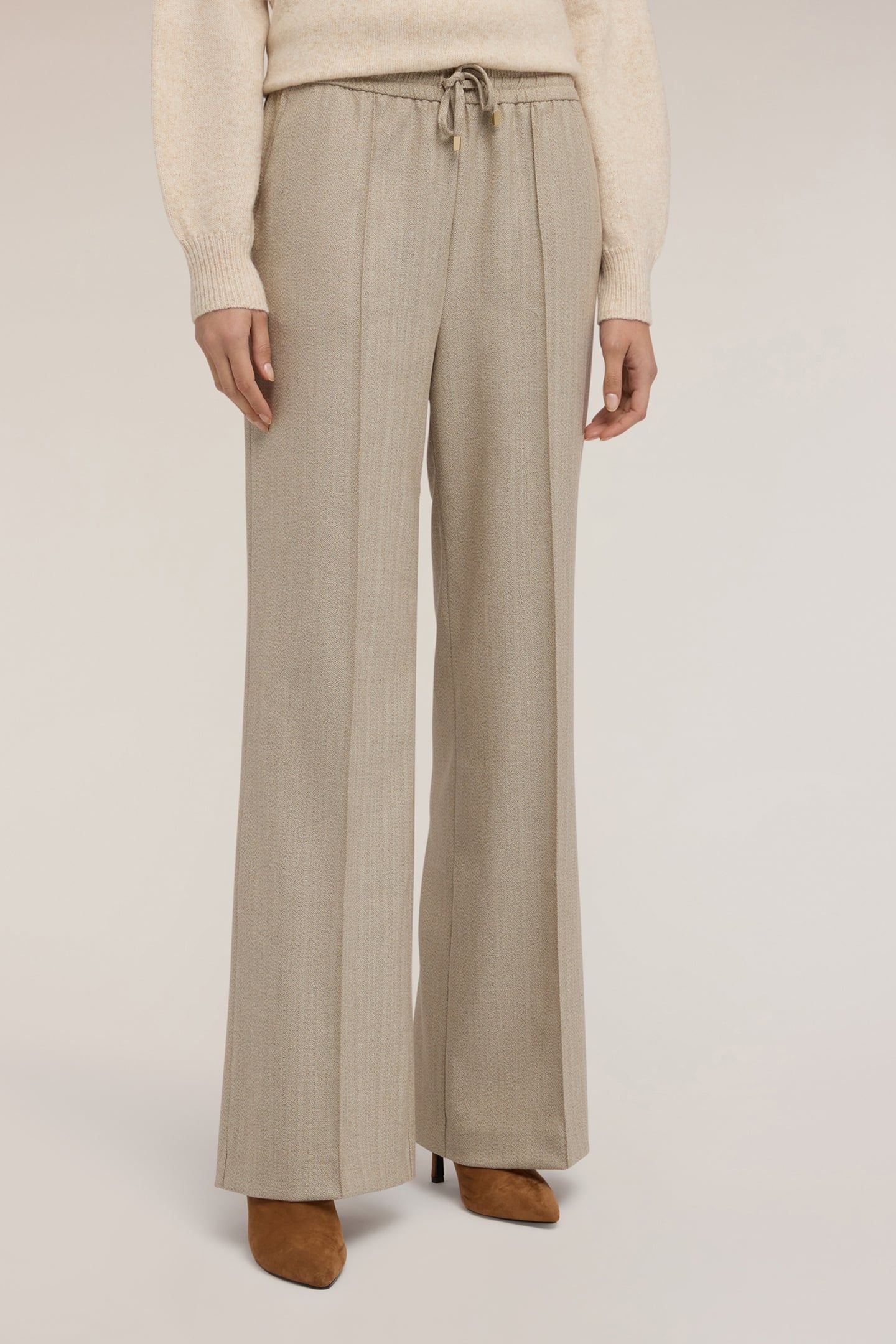 PALAZZO PANTS IN FLANNEL BEIGE 1