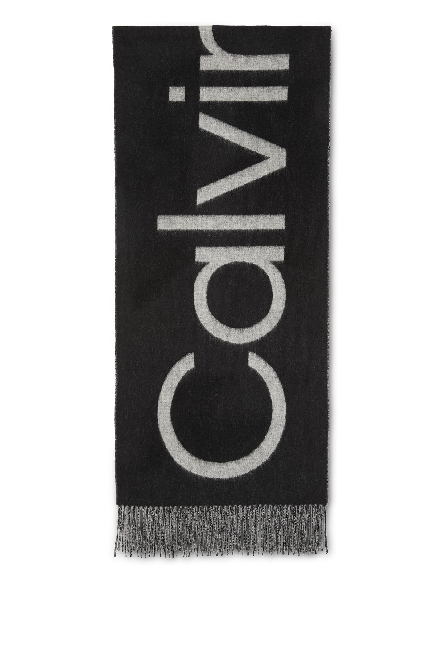 BOLD LOGO BRUSHED WOOL SCARF BLACK/QUIET GRAY 1
