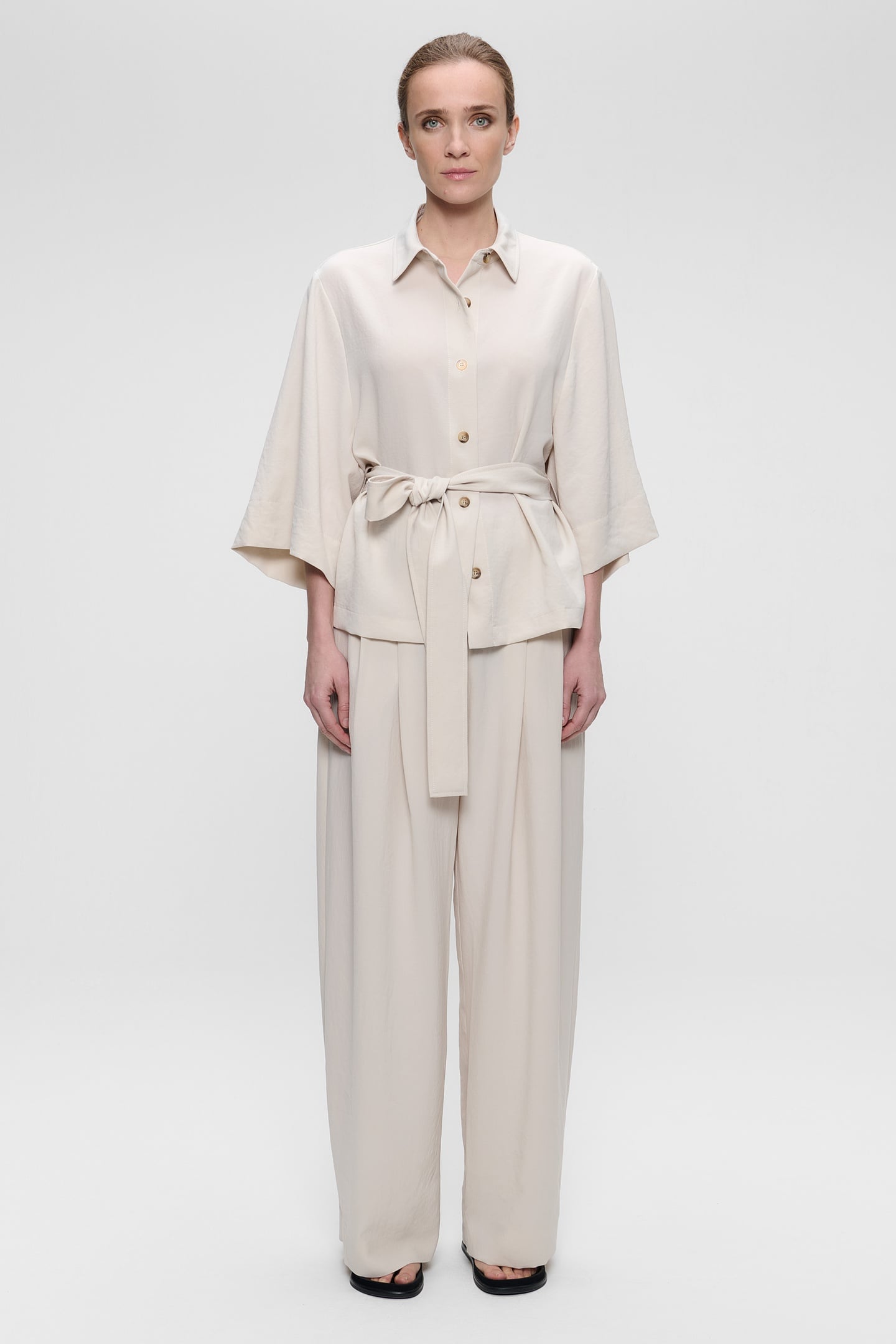 JAPANESE CREPE SHIRT JACKET CHALK 1