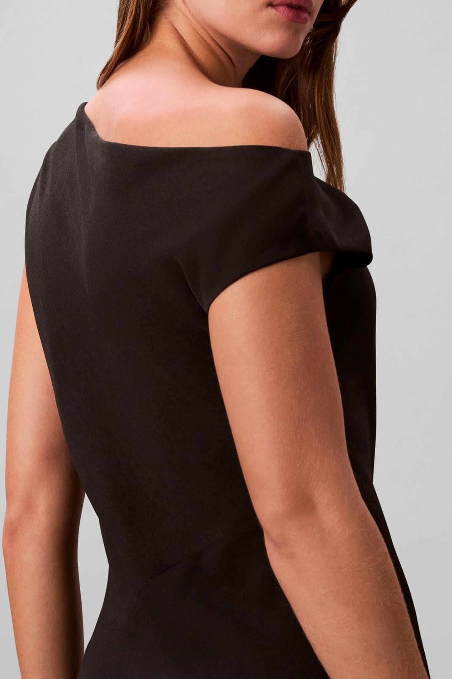 CREPE ONE SHOULDER DRESS BLACK 5