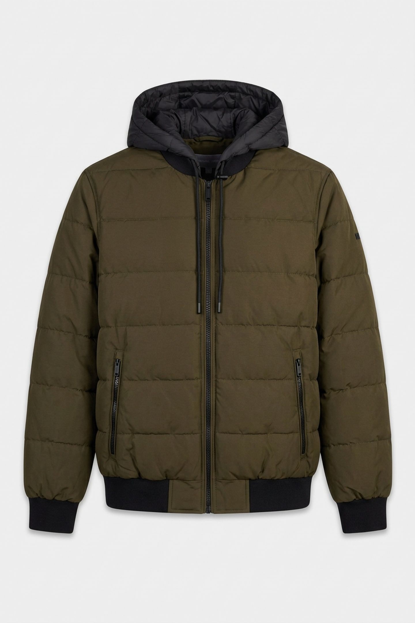 HOODED BOMBER PUFFER COAT OLIVE 3