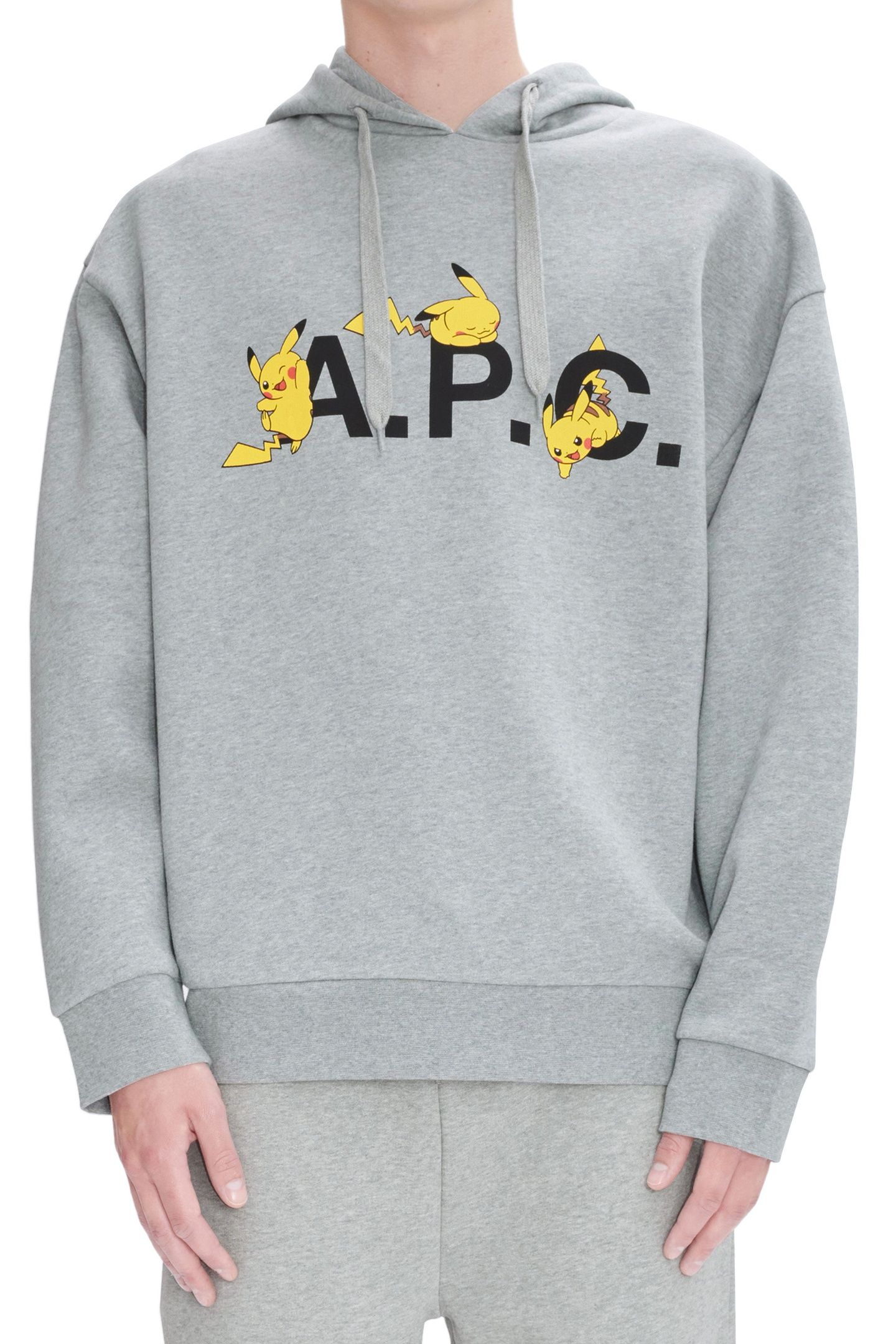 UNISEX HOODIE POKÉMON PIKACHU HEATHERED LIGHT GREY 1