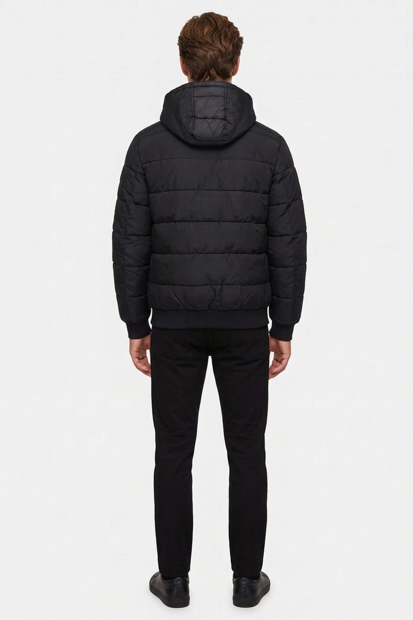 HOODED BOMBER PUFFER COAT BLACK 2