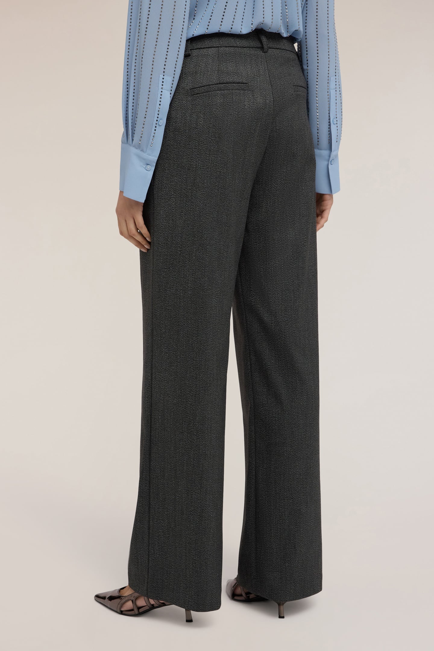 PALAZZO PANTS IN YARN-DYED FABRIC GREY 3