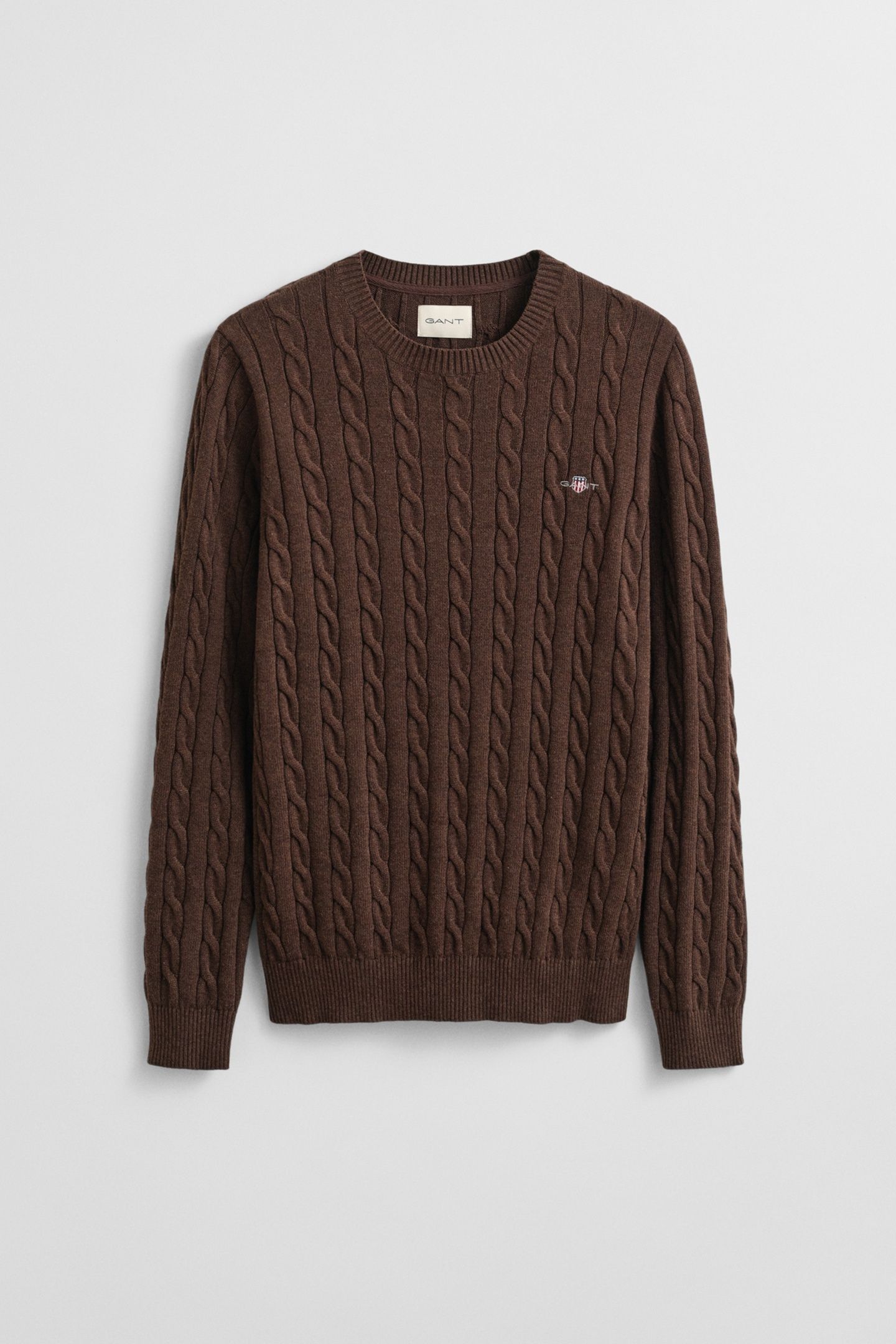 CLASSIC CABLE KNIT SWEATER BROWN MELANGE 4