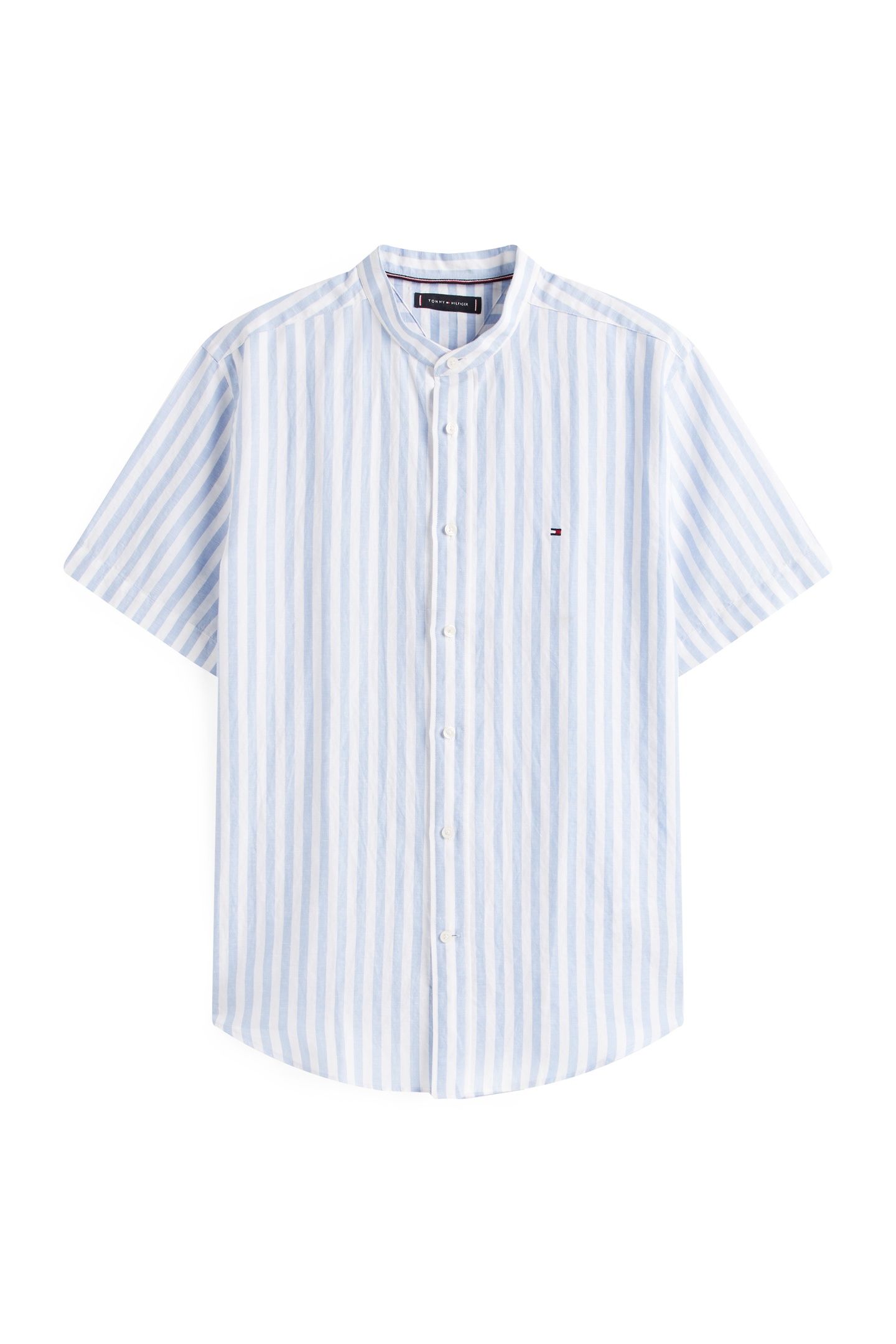 LINEN BLEND MAO SHIRT BREEZY BLUE/WHITE 4