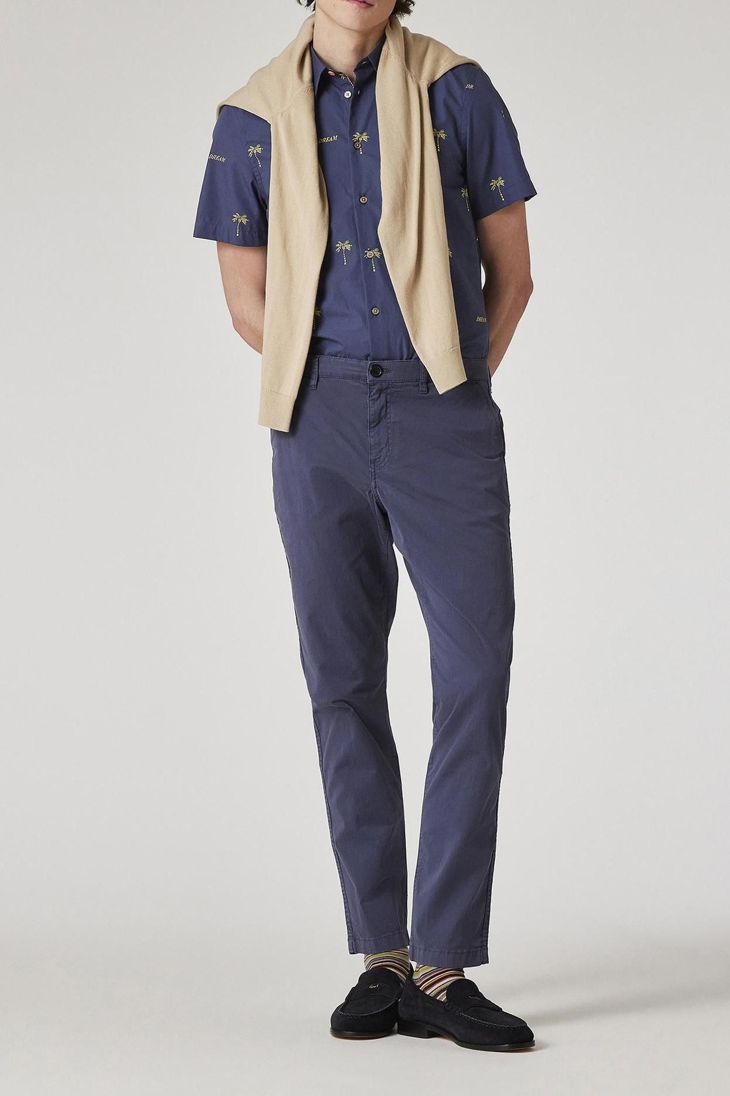 MENS TAPERED FIT STITCHED CHINO INDIGO 2