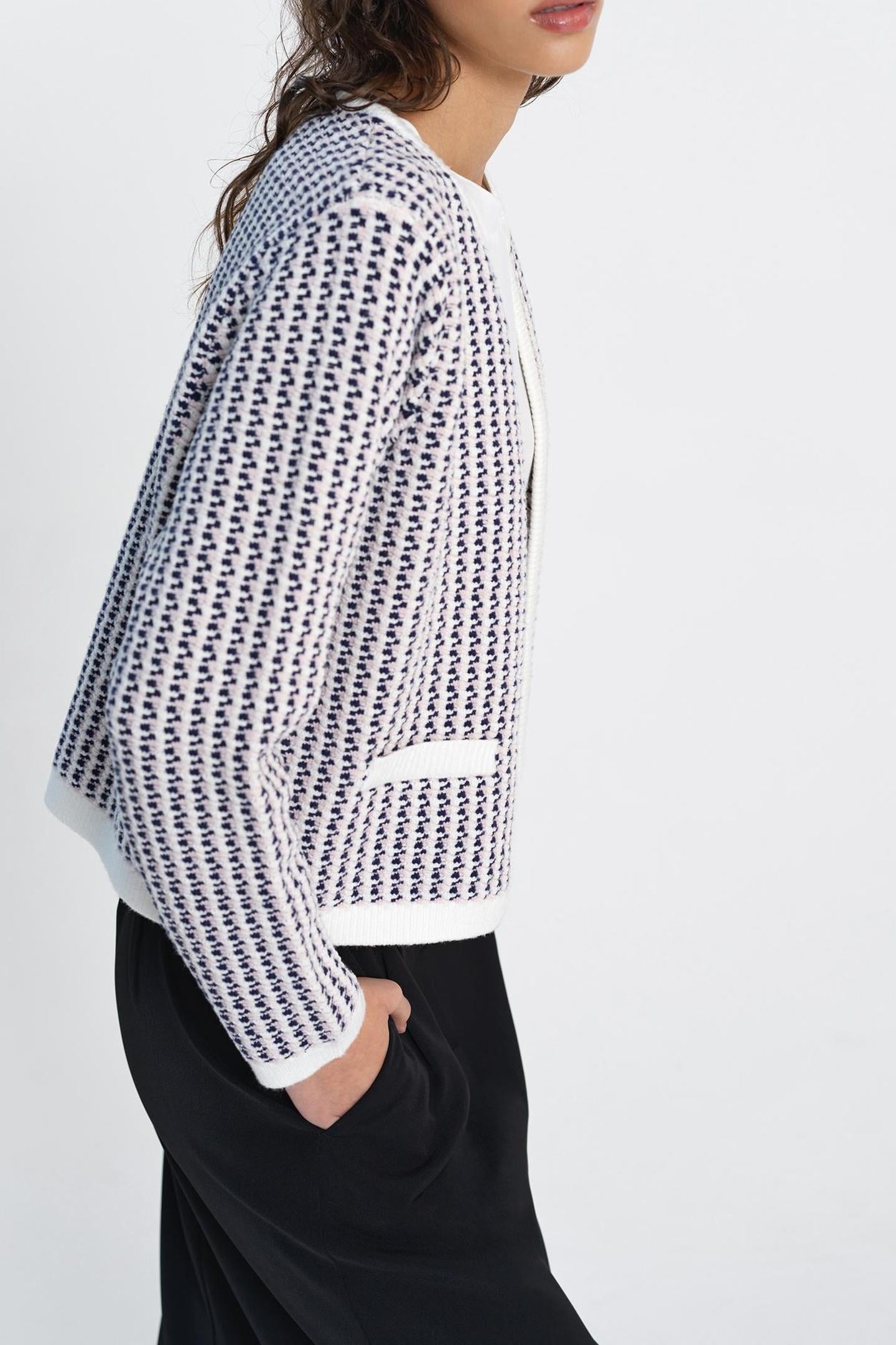 NOAR TEXTURED KNIT CARDIGAN PORCELAIN CRM MULTI 3