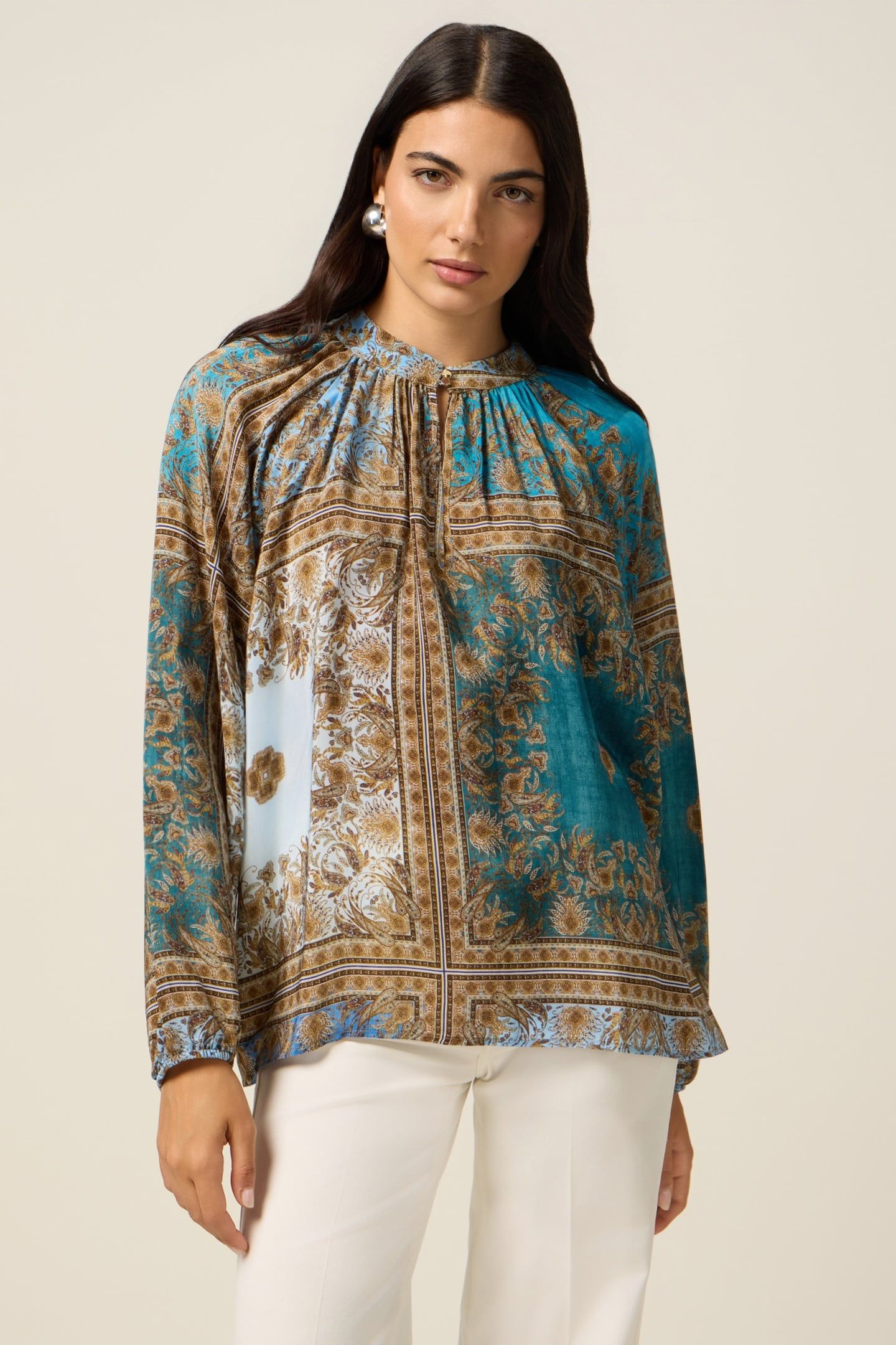 PATTERNED VISCOSE BLOUSE LIGHT BLUE 1