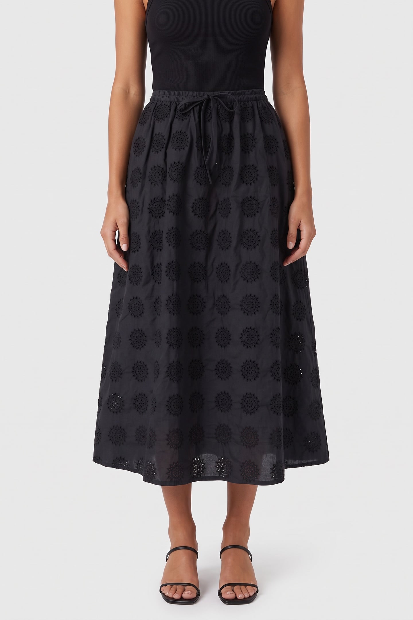 JOBIAN BRODERIE ANGLAIS SKIRT BLACK 1