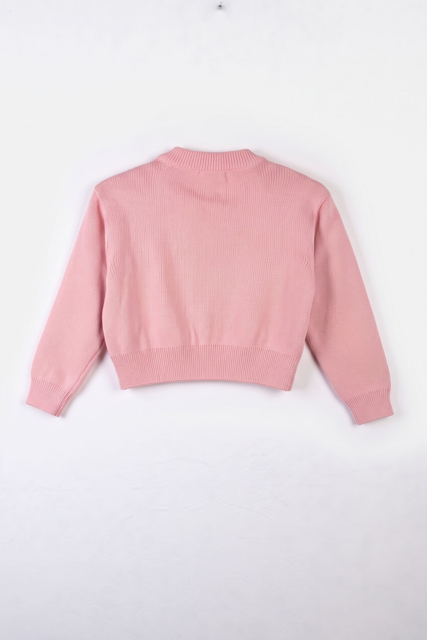 GIRL'S HEART TEDDY BEAR WOOL AND COTTON PULLOVER PINK 3