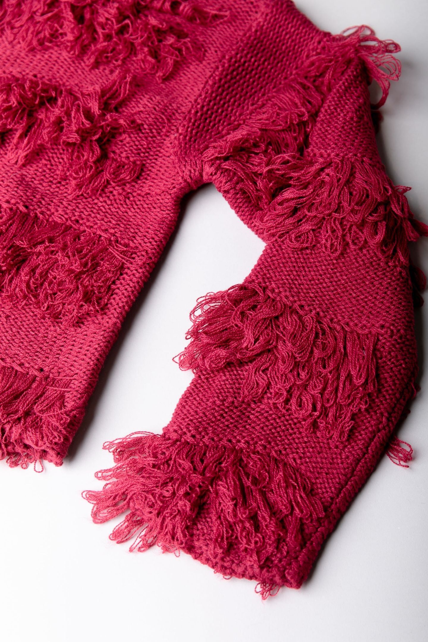 ALBA FRINGE KNITTED SWEATER RASPBERRY WINE 6