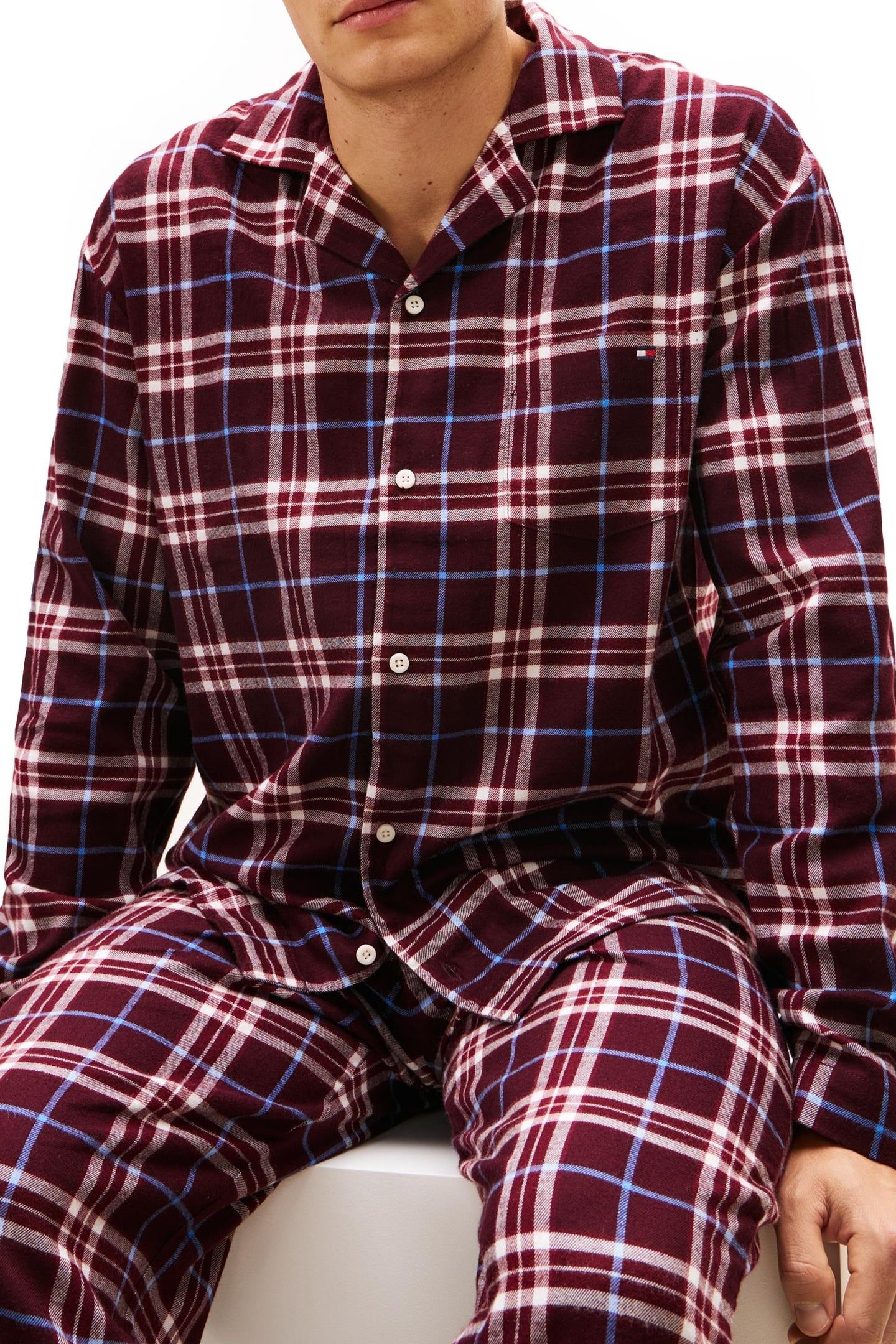 RELAXED FLANNEL PJ SET TARTAN REIKER BURGUNDY 6
