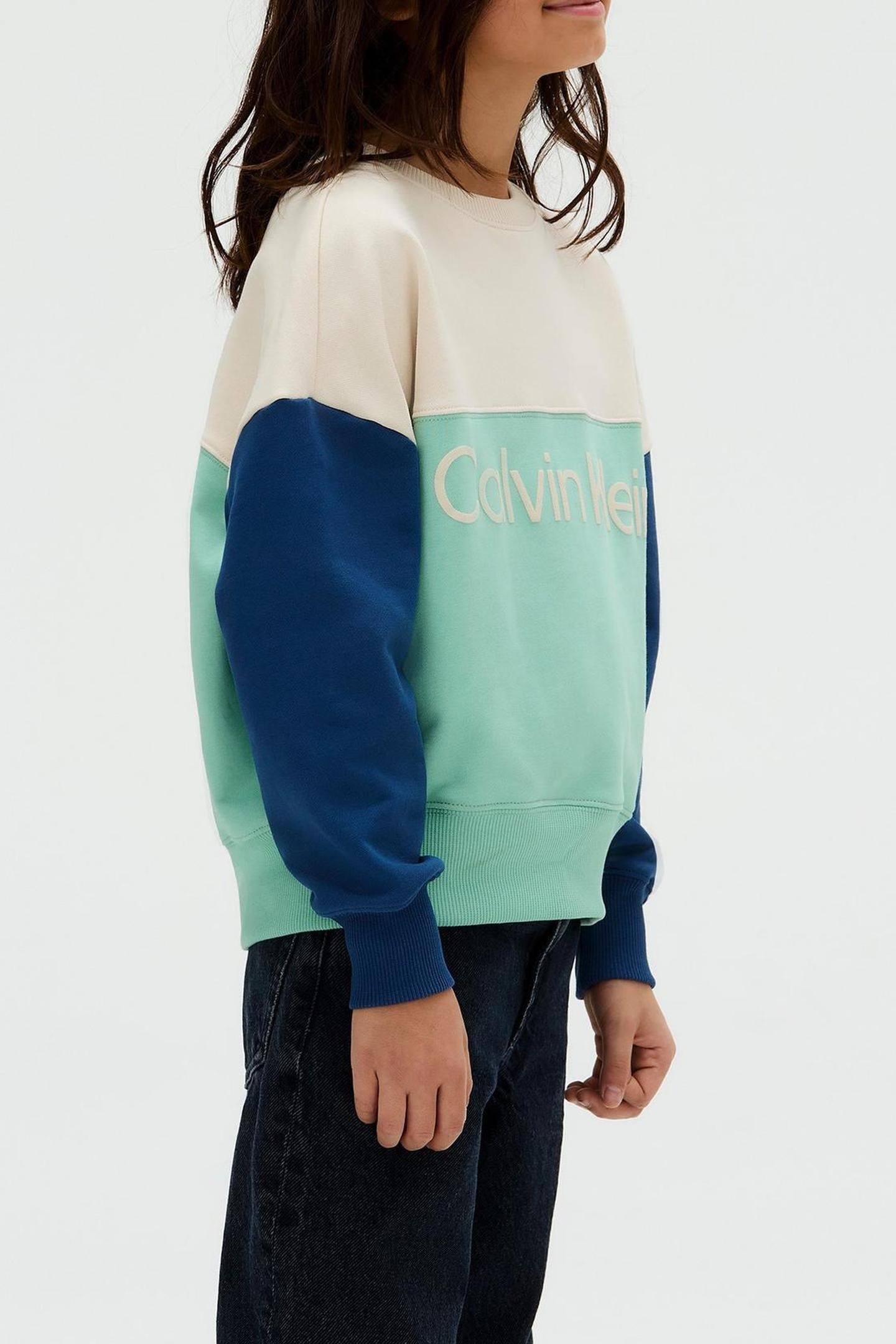 BOYS TERRY BLOCKING SWEATSHIRT TICKLED GREEN/BLUE/WHITECAP G 3