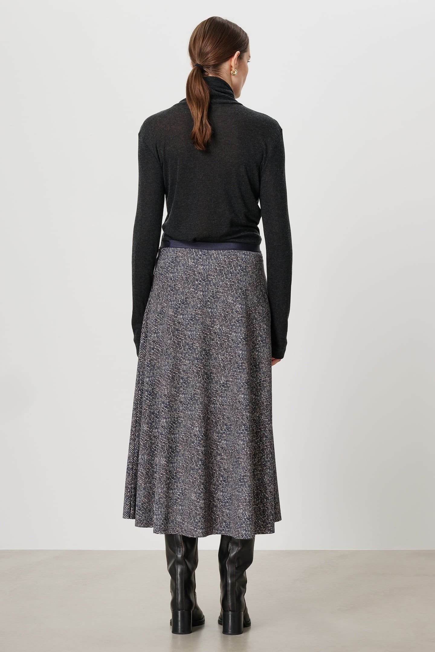 TWEED PRINT SWAN SKIRT INK BLUE 3