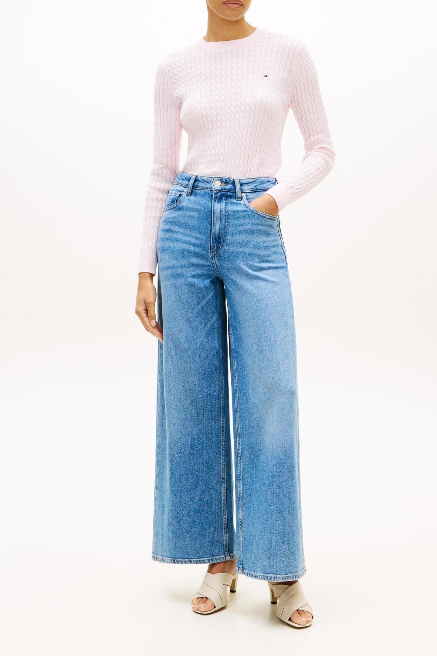 COTTON MINI CABLE SWEATER LIGHT PINK 2