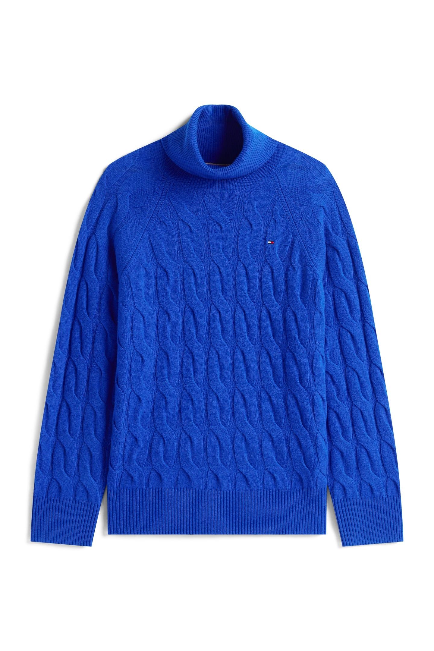 SOFT WOOL CABLE ROLL NECK COBALT 4