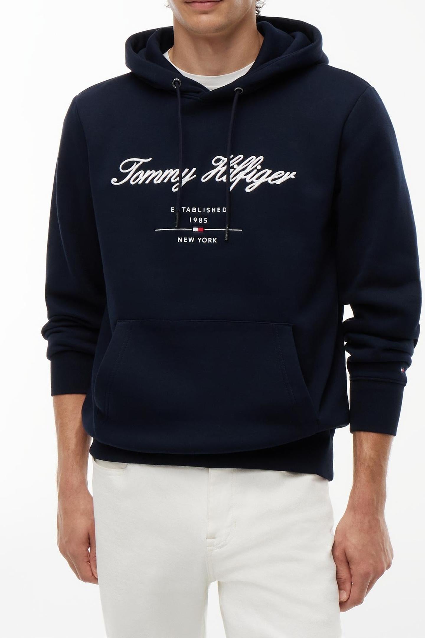SCRIPT LOGO HOODIE NAVY BLUE 1
