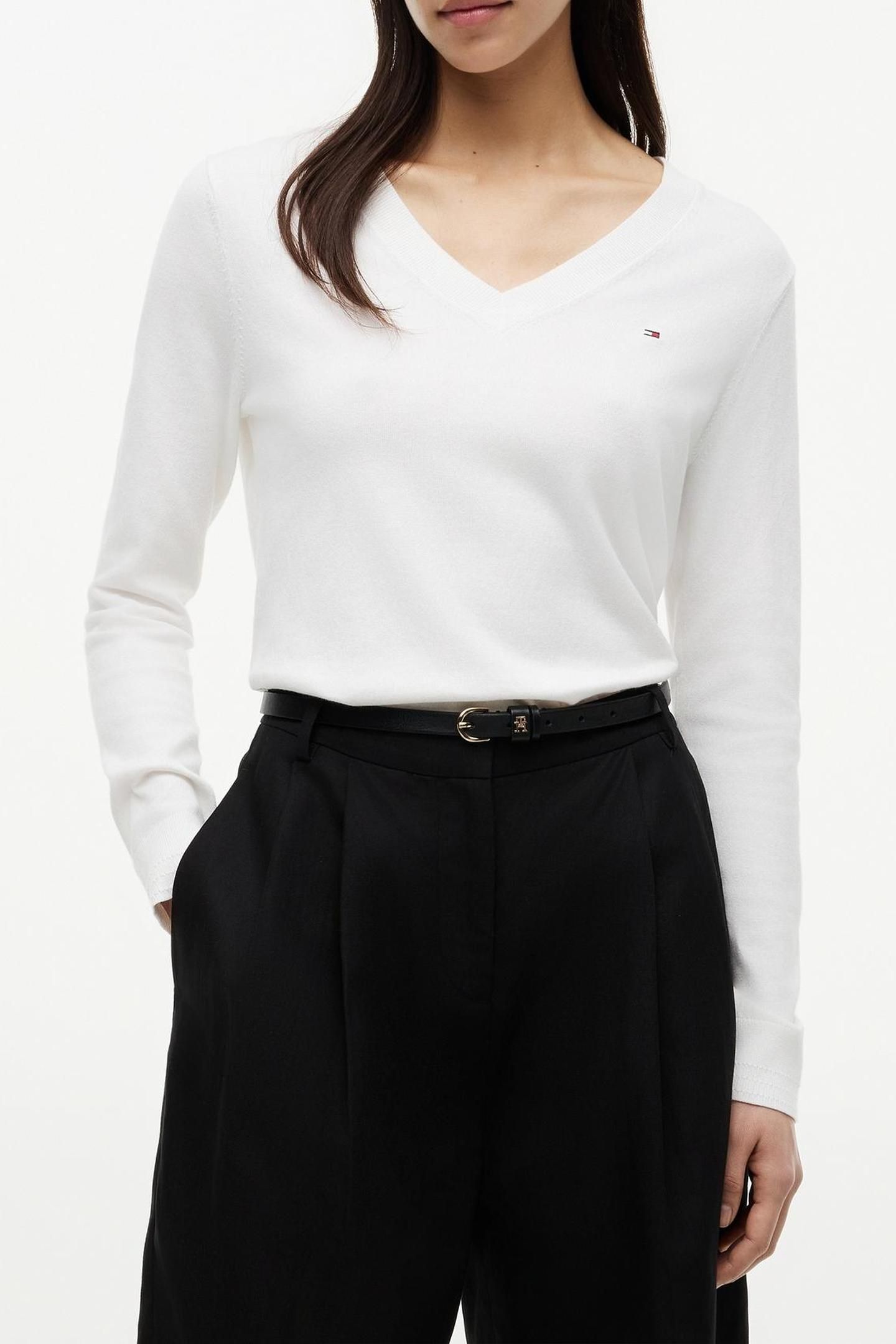 CO JERSEY STITCH V-NECK ECRU 4