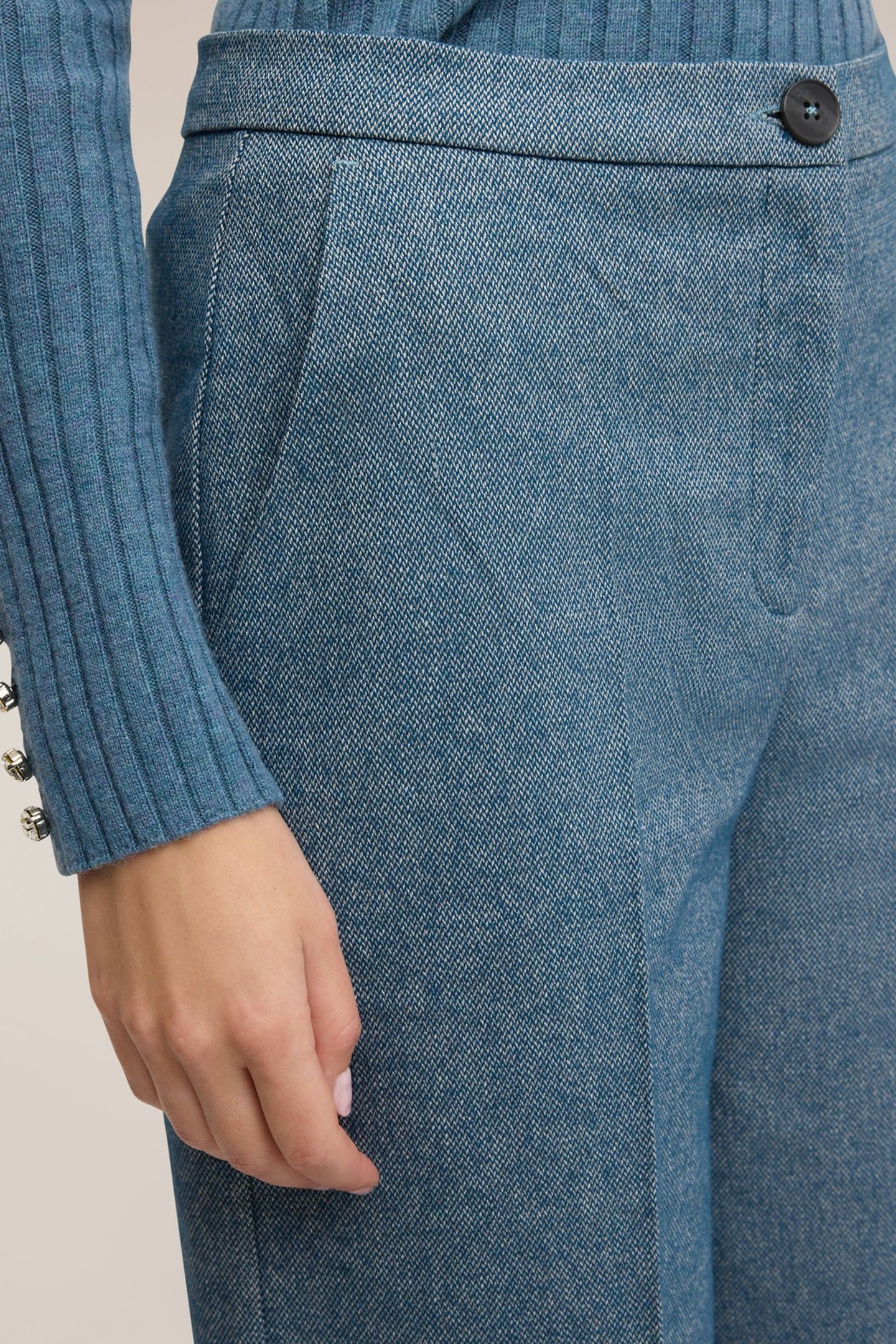 PALAZZO PANTS IN YARN-DYED FABRIC LIGHT BLUE 5