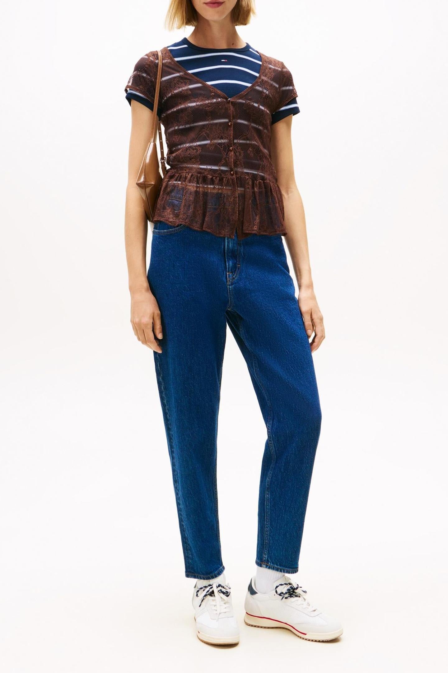 MOM JEAN TAPERED TAB DENIM DARK 3