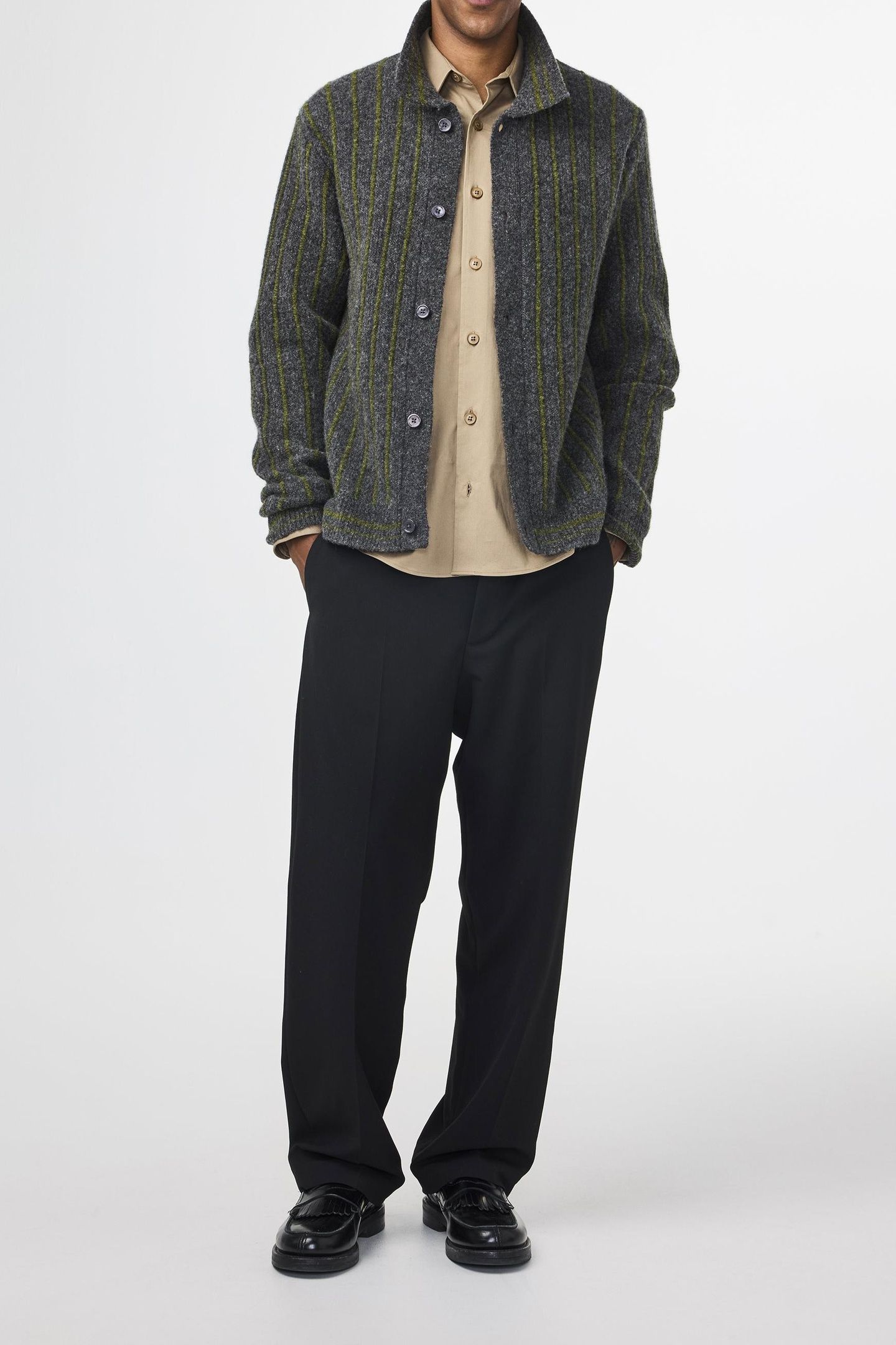 DARREN POLO CARDIGAN 6683 MEDIUM GREY MEL 3