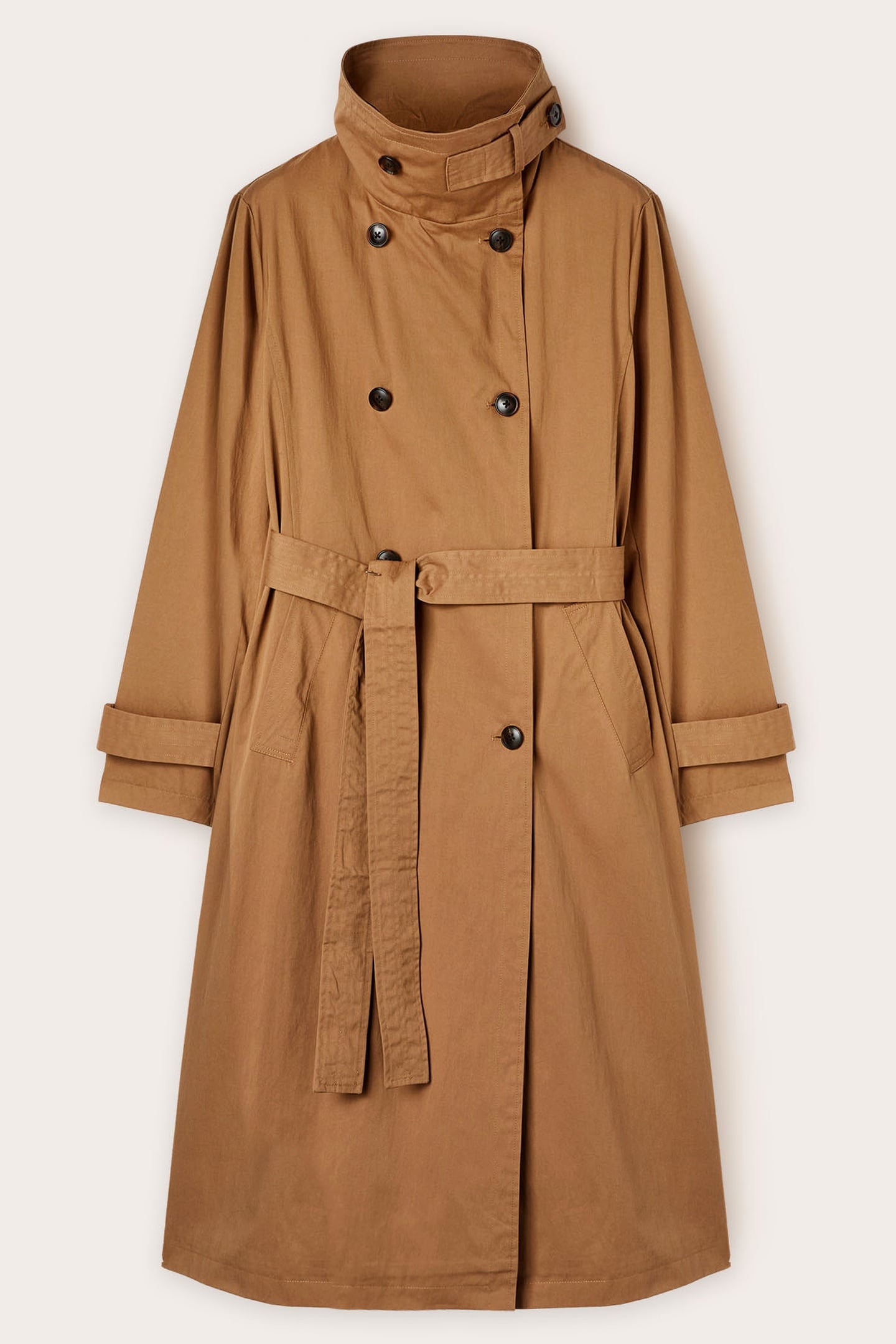 HIGH-NECK TRENCH COAT IN TECHNICAL FABRIC BROWN 4