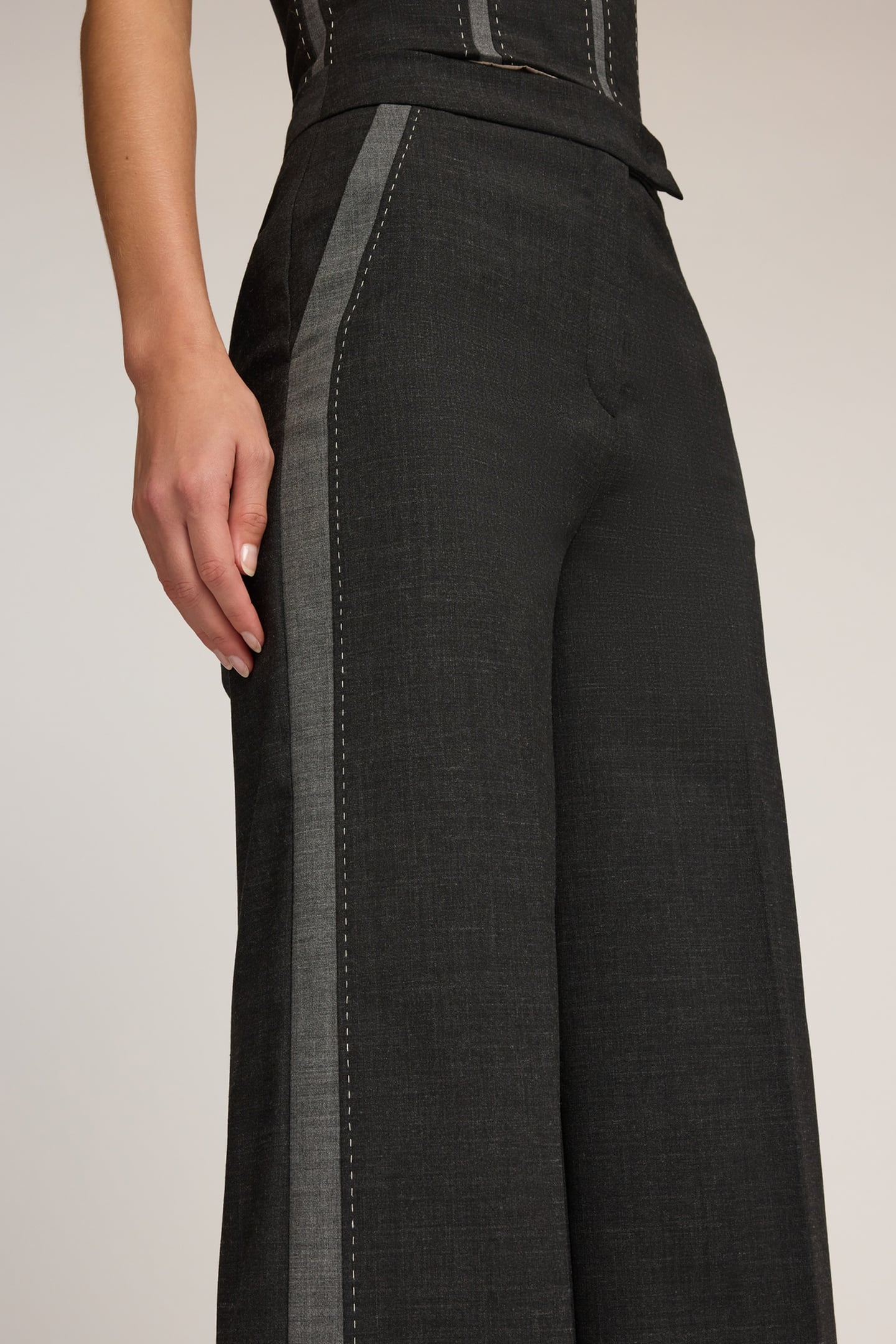 PALAZZO PANTS WITH SIDE STRIPE GREY 5