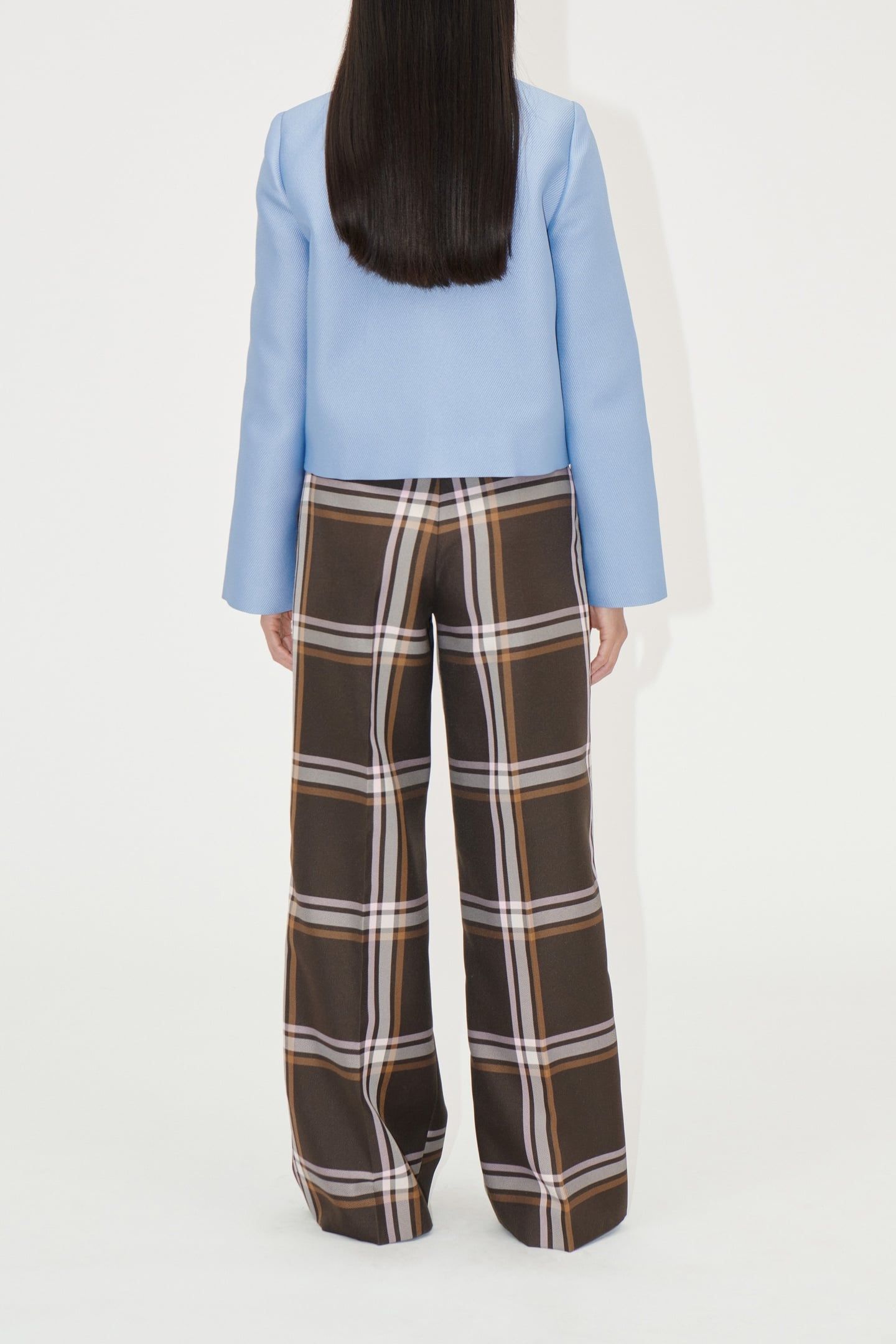 FRONT PLEAT LONG STRAIGHT PANTS WEAVED CHECKS 4