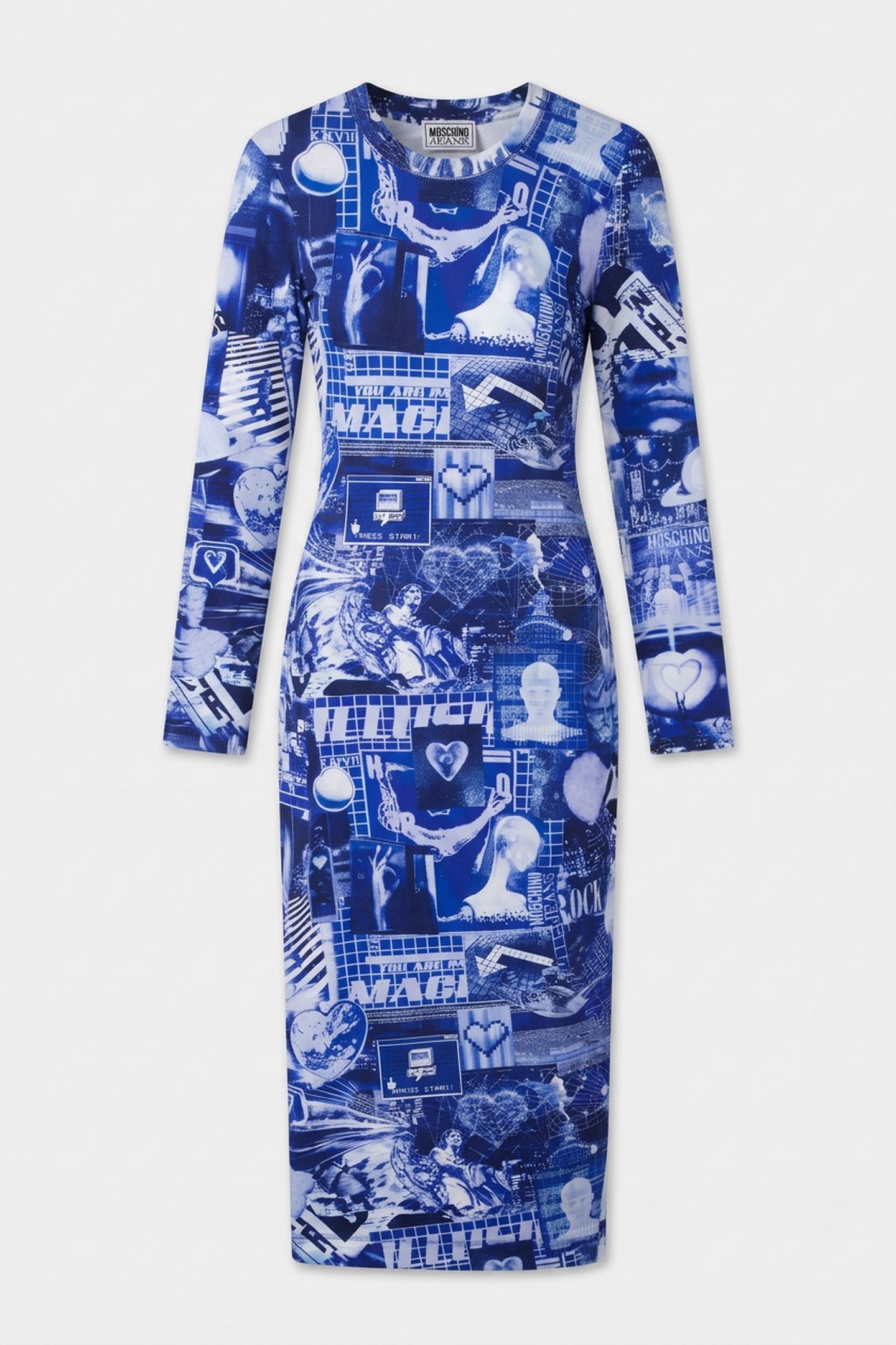 DIGITAL HEART LIGHTWEIGHT FLEECE DRESS BLUE 3
