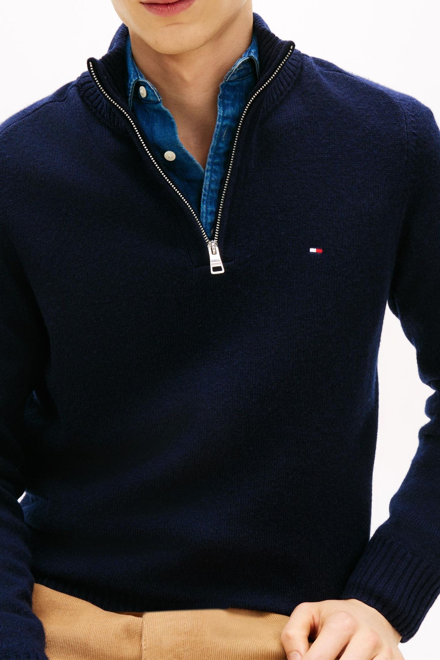 LAMBSWOOL ZIP MOCK NAVY BLUE 7