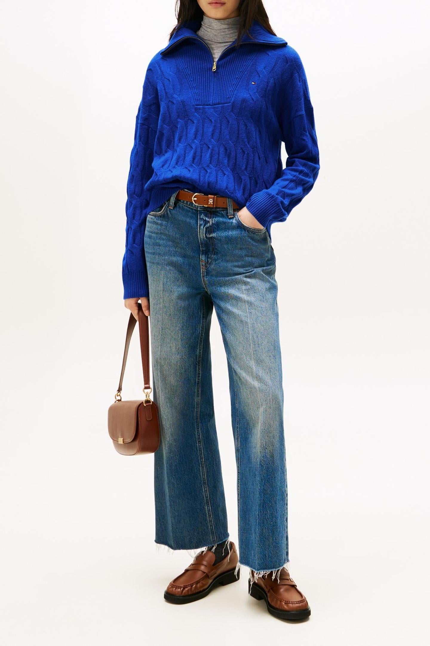 SOFT WOOL CABLE 1/2 ZIP COBALT 1