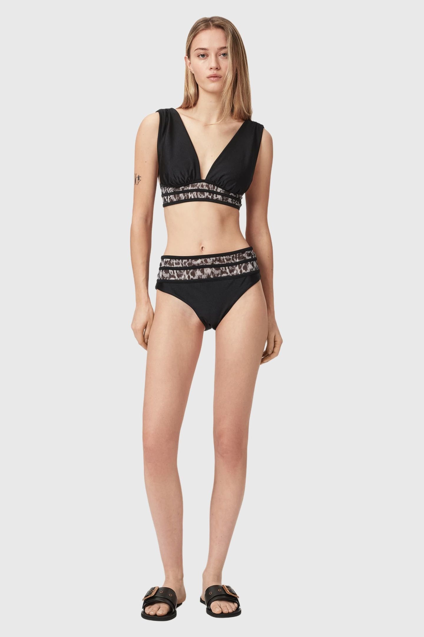 XALIA BIKINI BOTTOM BLACK/GREY LEOPARD 1