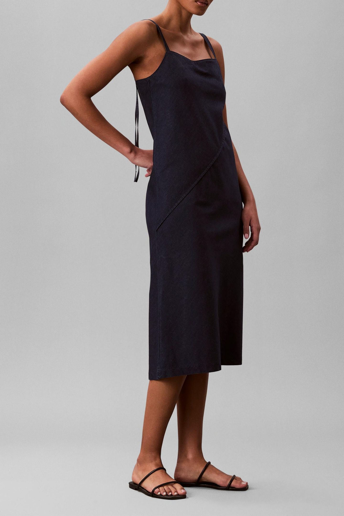 BIAS CUT SOFT DENIM DRESS UPTOWN BLUE 5