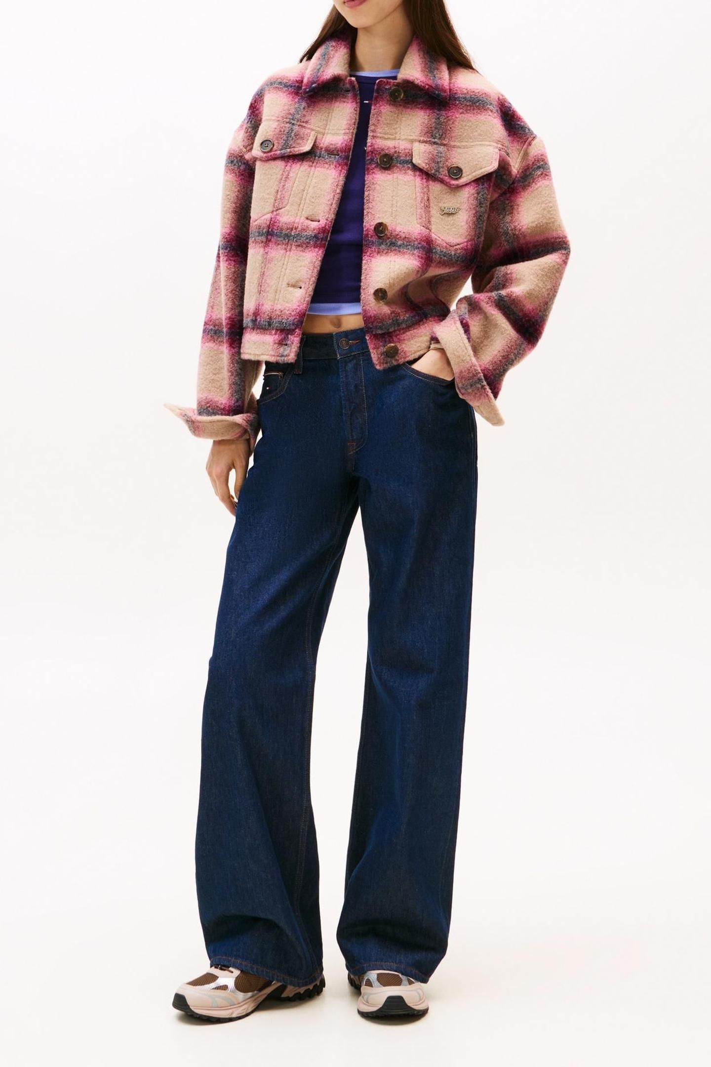 TJW WOOL TRUCKER JACKET MYSTIC PINK/CHECK 3