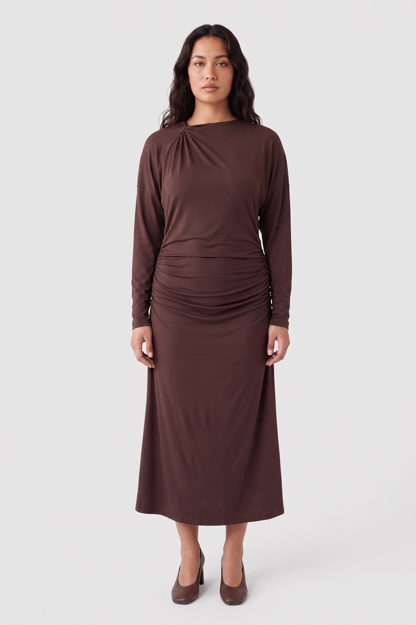 LA GENIA DRESS BROWN 1