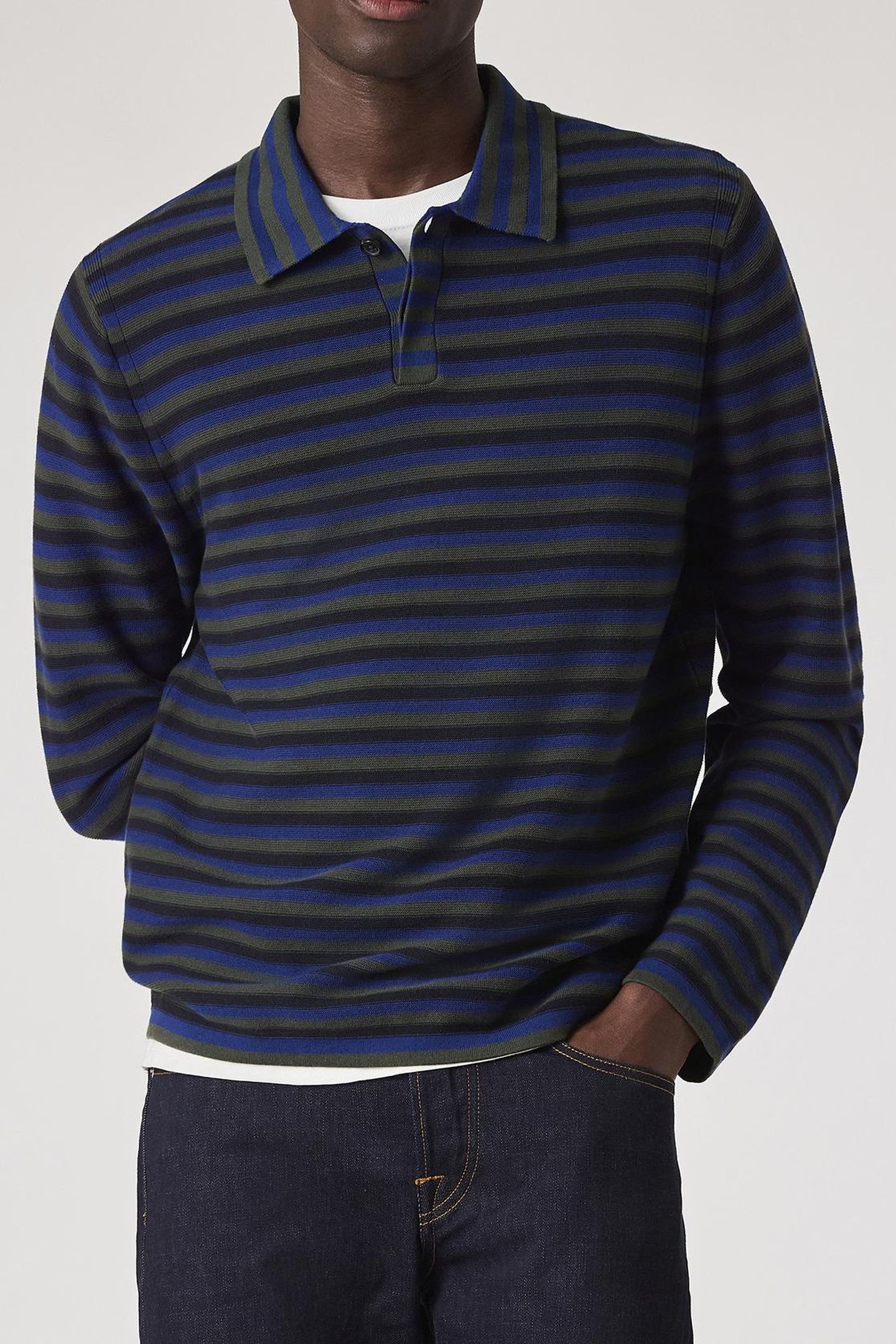 MENS SWEATER LS POLO VERY DARK NAVY 1