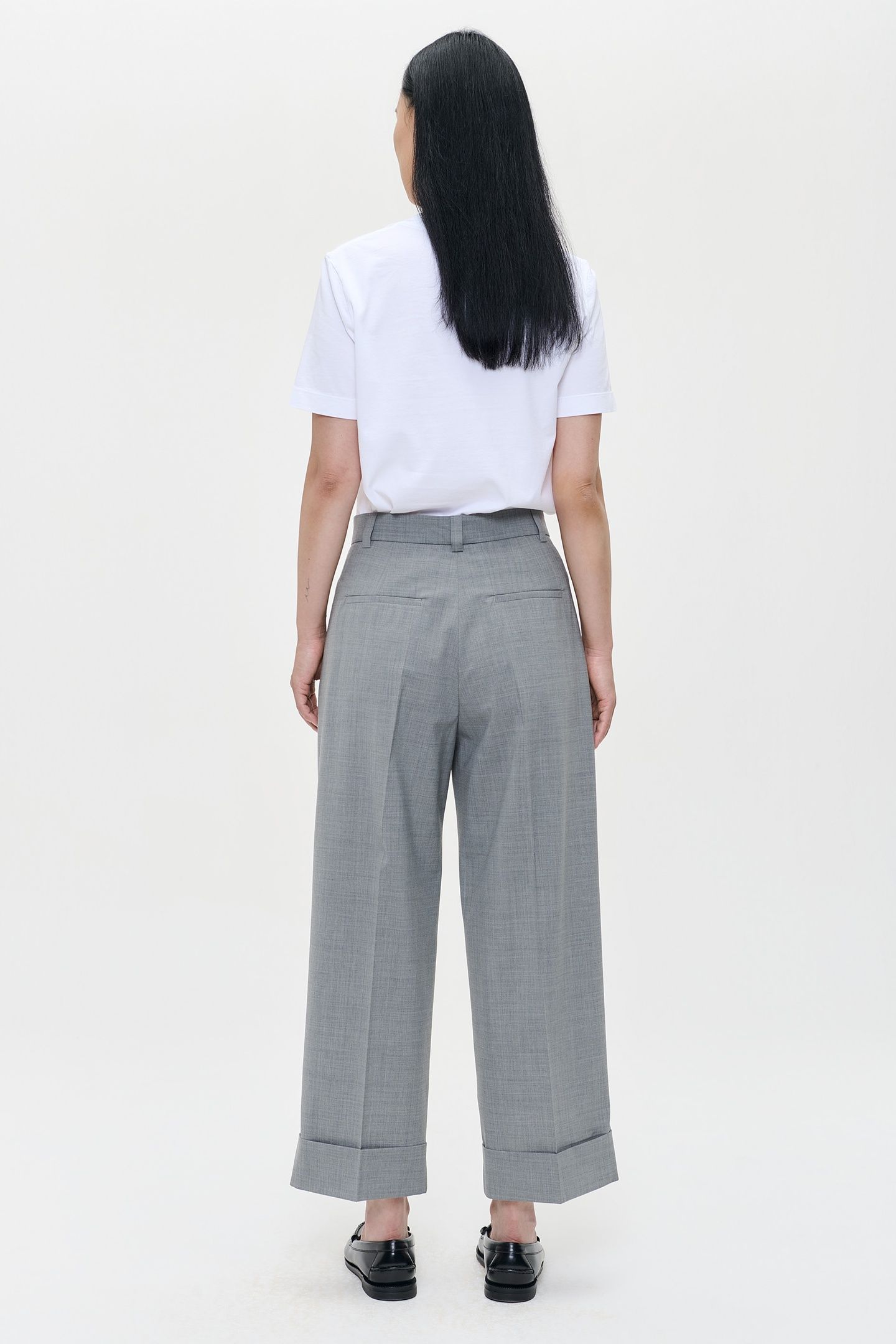 TROPICAL WOOL STRAIGHT PANTS GREY MELANGE 3