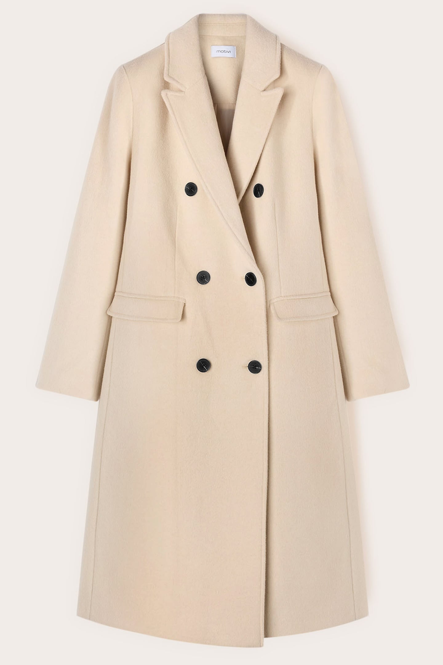 DOUBLE-BREASTED COAT IN WOOL BLEND DRAP BEIGE 4