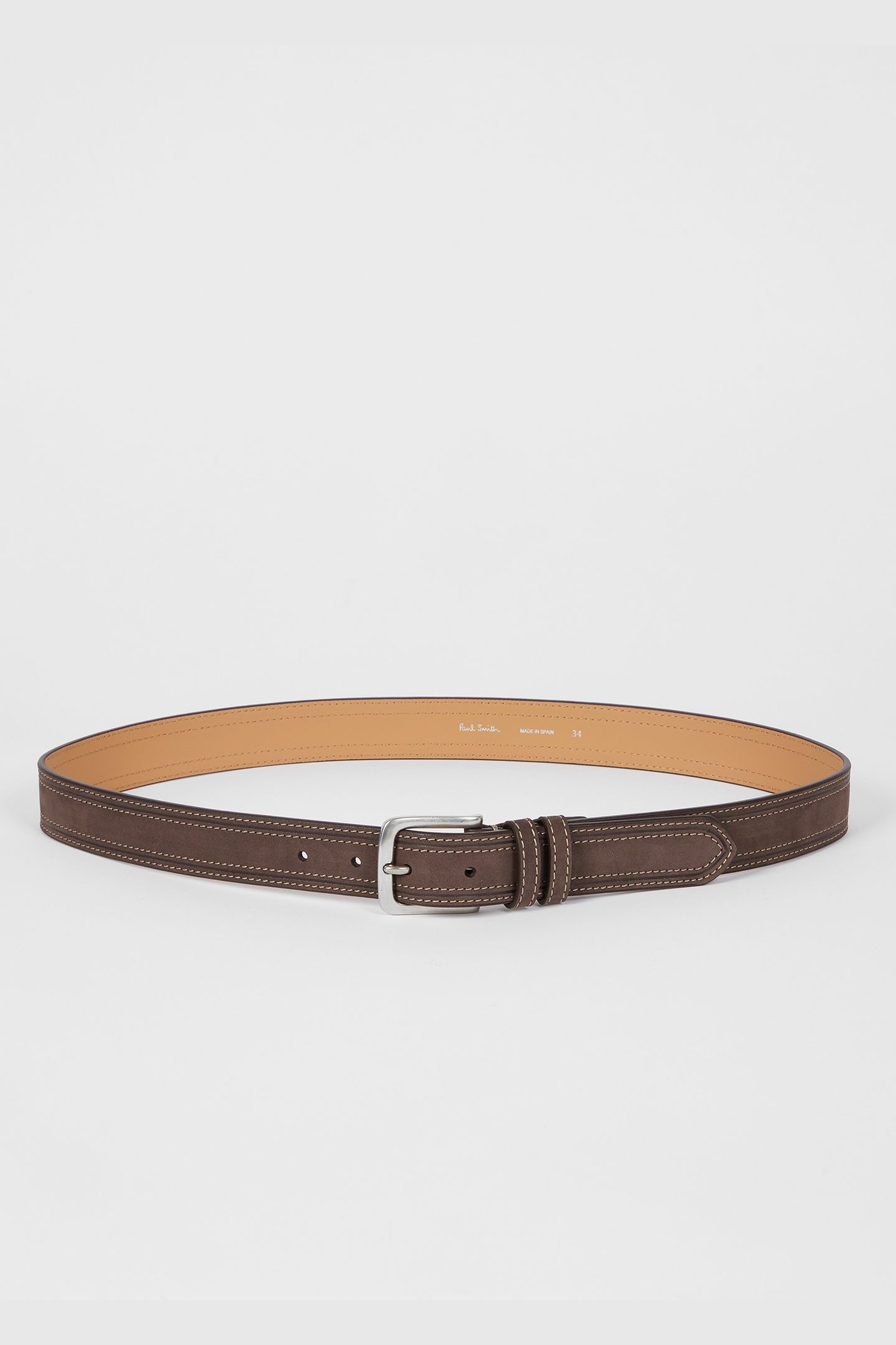 MEN BELT TOP STITCH N VEIN BROWN 1