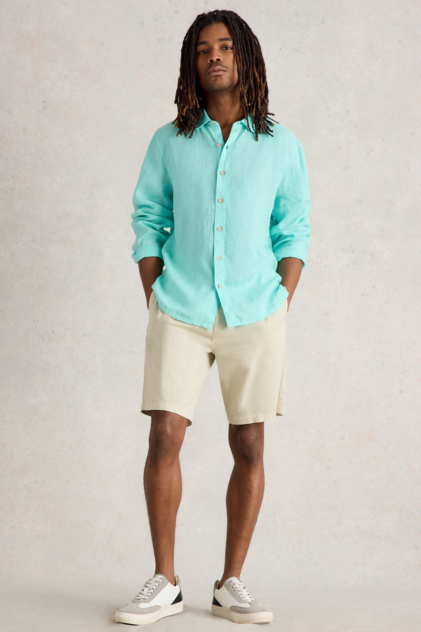 KESWICK LS LINEN SHIRT BRIGHT BLUE 1