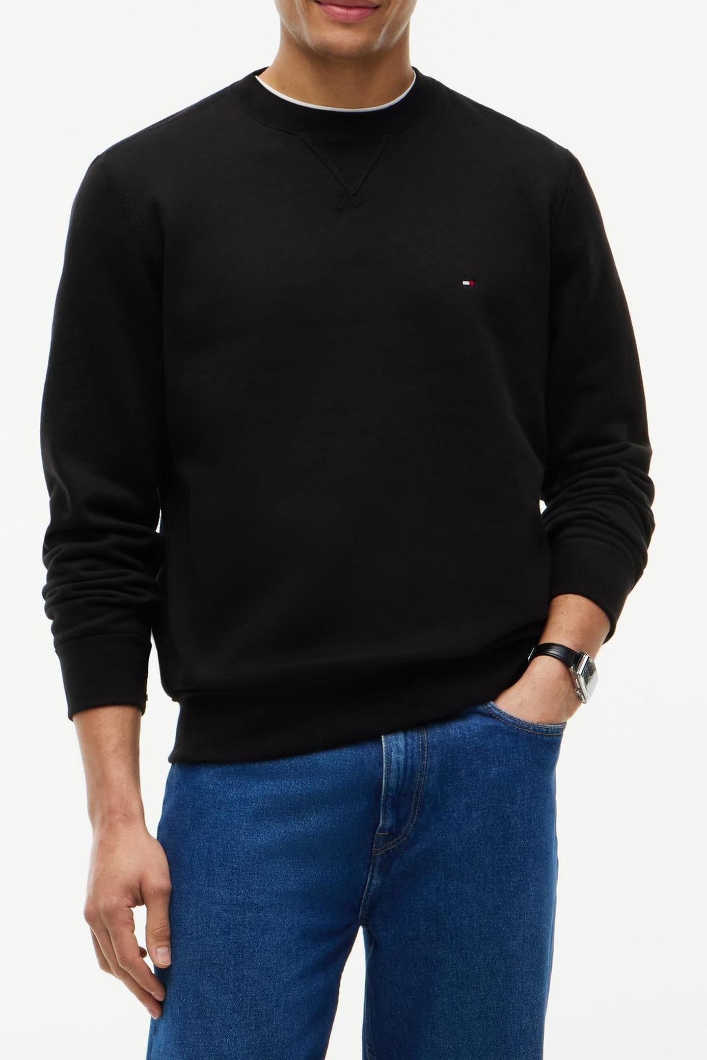 ESSENTIAL FLEECE CREW BLACK 1